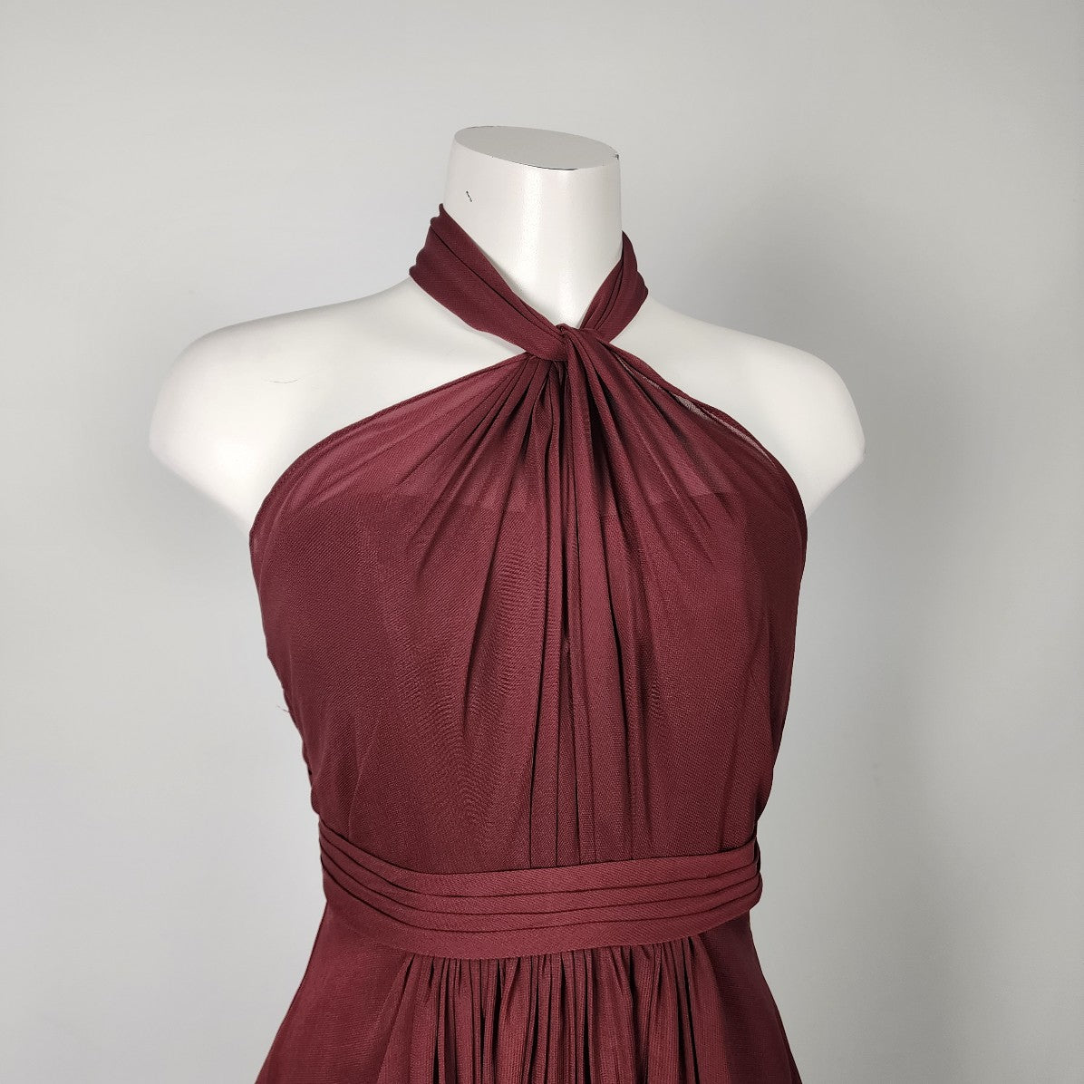 For Her and For Him Burgundy Halter Neck Bridesmaids Dress Size XS