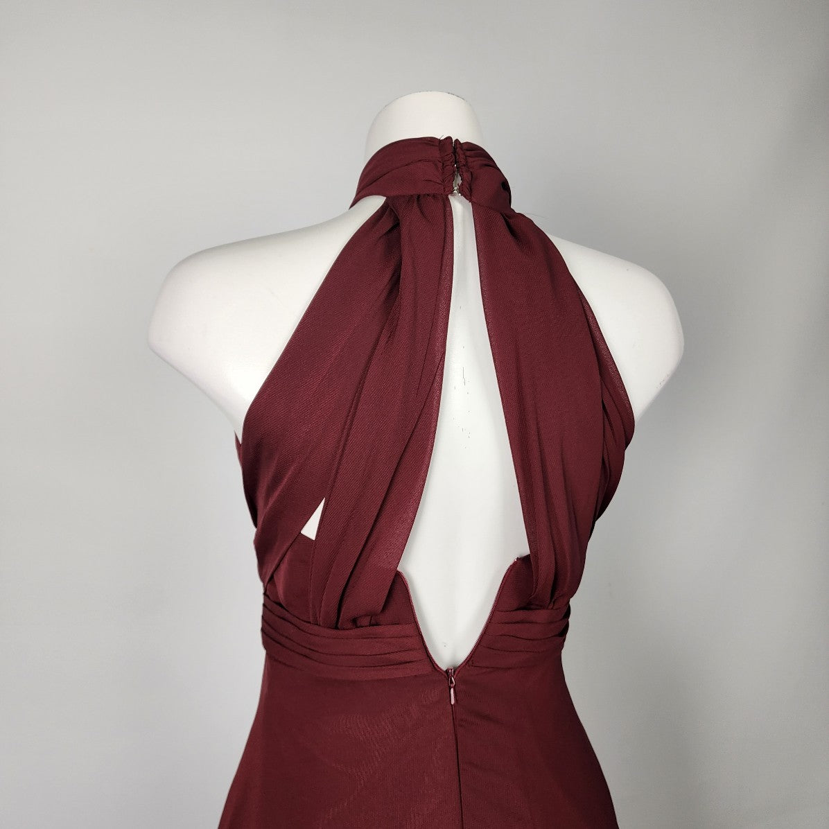For Her and For Him Burgundy Halter Neck Bridesmaids Dress Size XS
