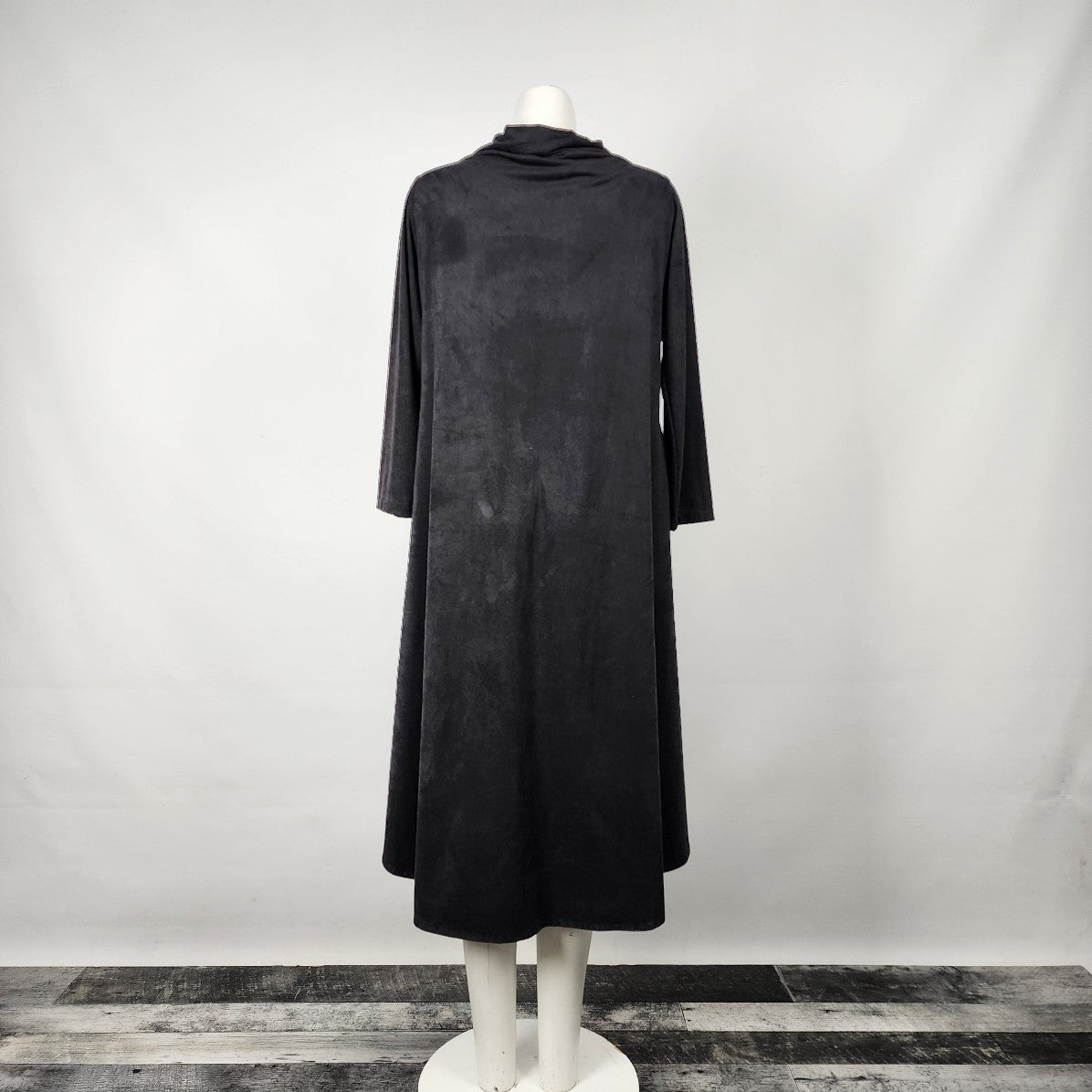 Nounke Black Faux Suede 3/4 Sleeve Dress Size M/L