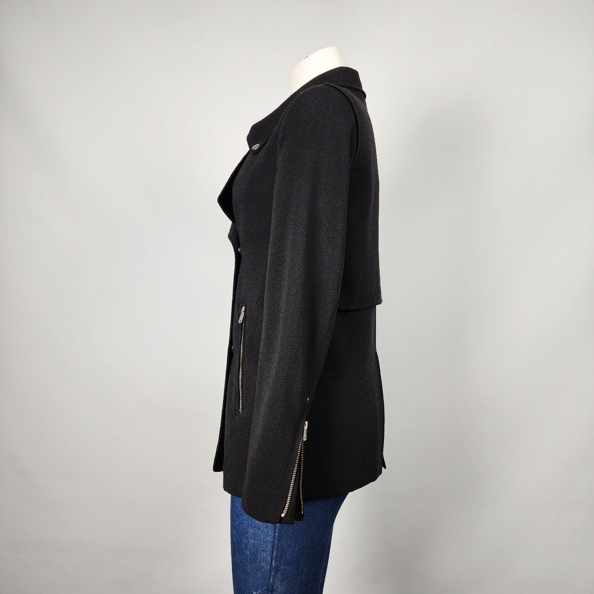 Wilfred Black Crepe Mayet Cross Button Jacket Blazer Size S