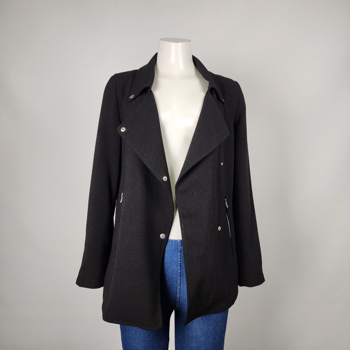 Wilfred Black Crepe Mayet Cross Button Jacket Blazer Size S