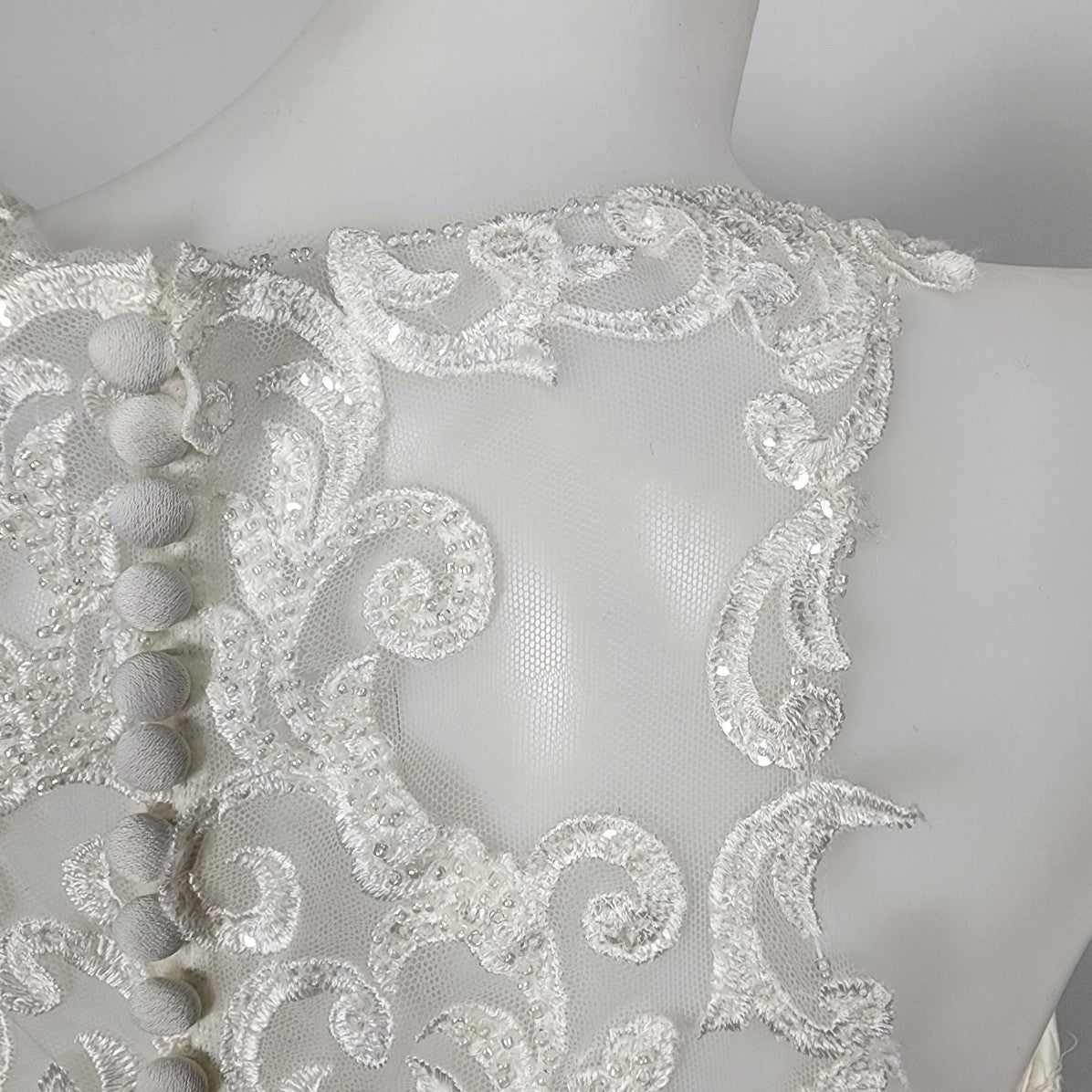 Stella York Crepe Beaded Lace Wedding Dress Size XS
