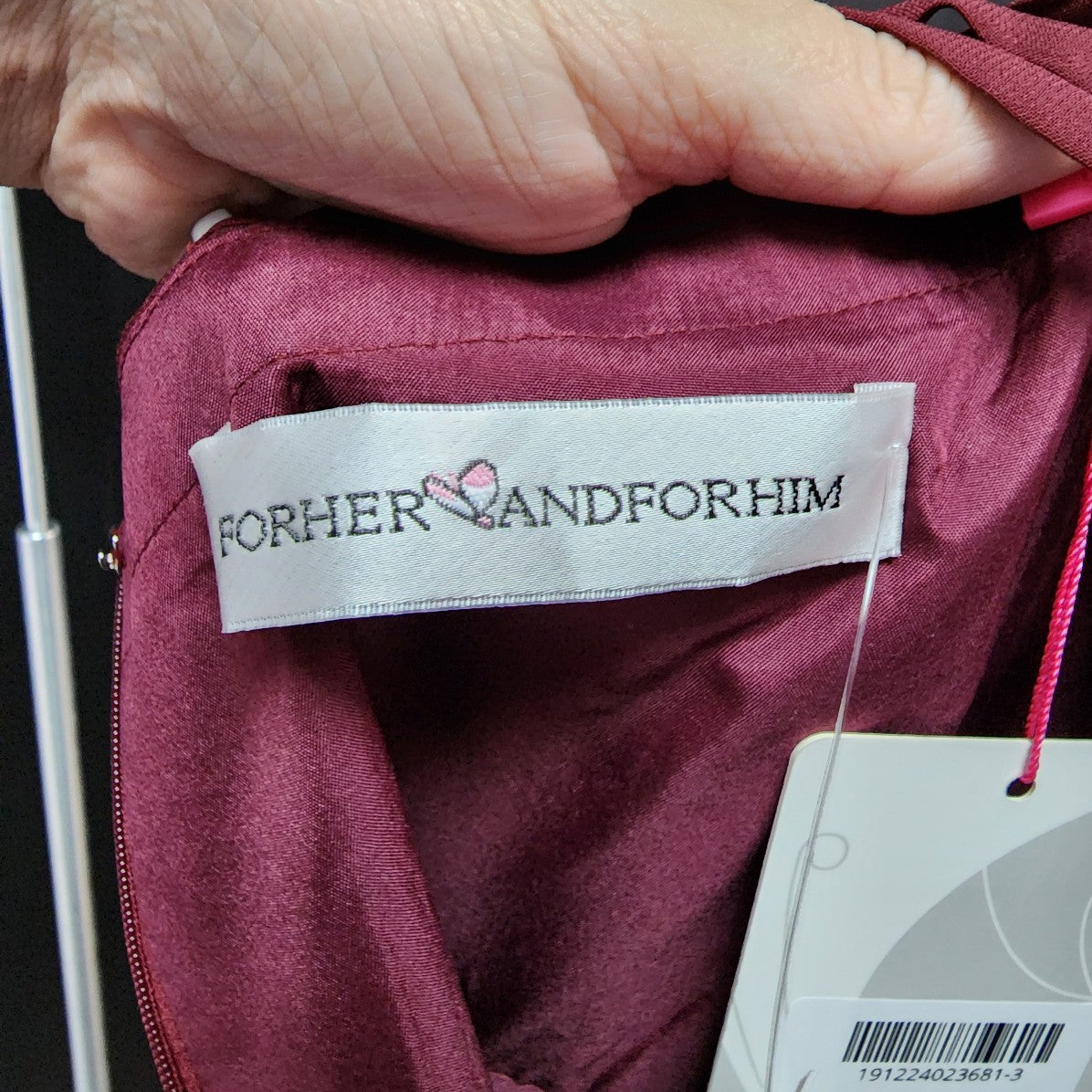 For Her and For Him Burgundy Halter Neck Bridesmaid Dress Size XS