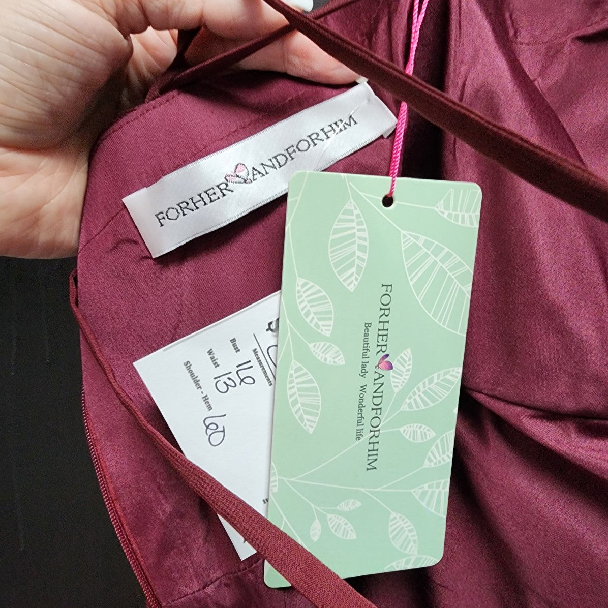 For Her and For Him Burgundy Halter Neck Bridesmaid Dress Size XS