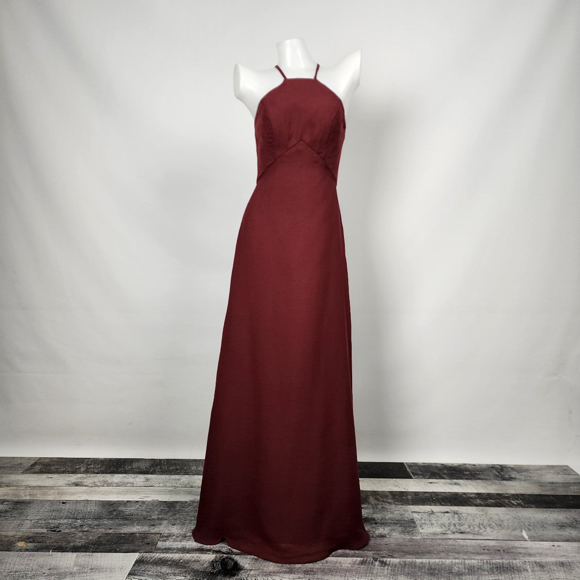 For Her and For Him Burgundy Halter Neck Bridesmaid Dress Size XS