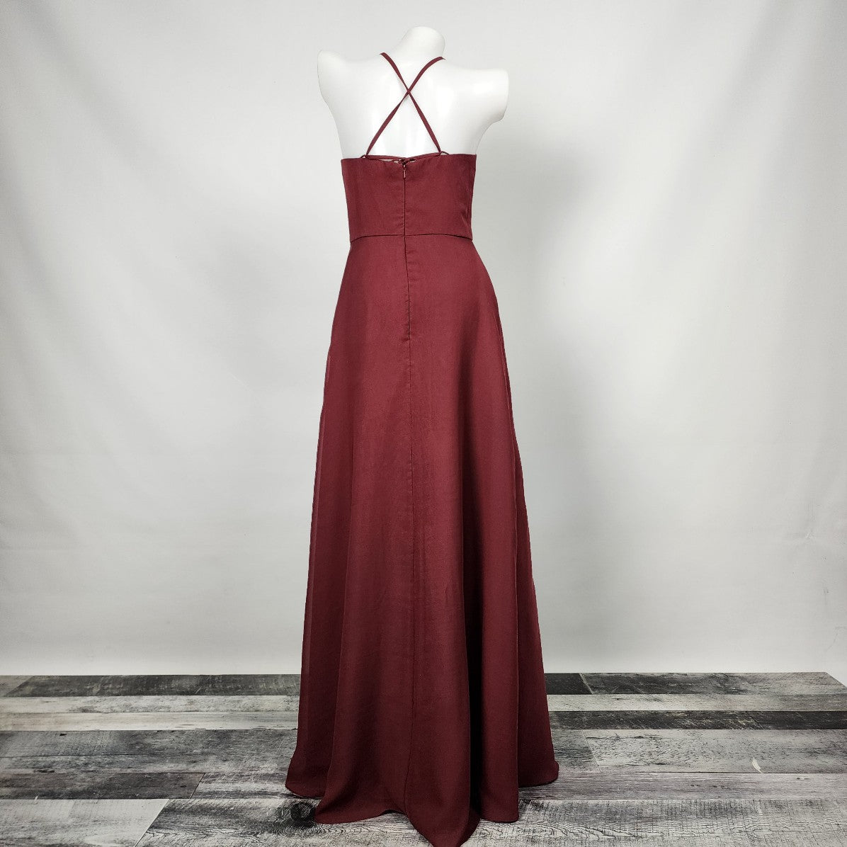 For Her and For Him Burgundy Halter Neck Bridesmaid Dress Size XS