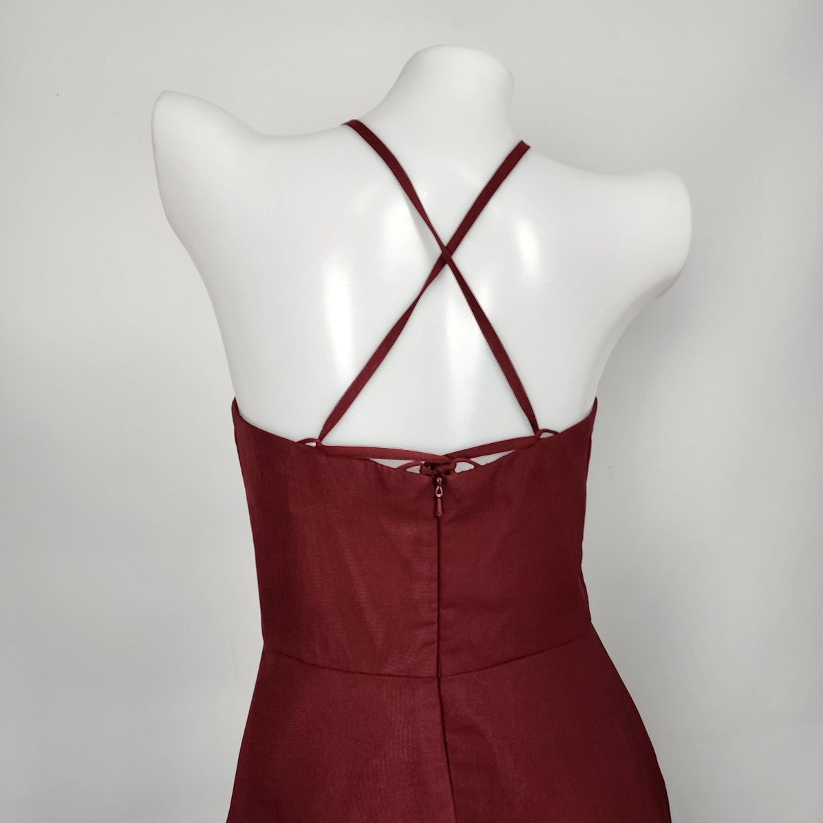 For Her and For Him Burgundy Halter Neck Bridesmaid Dress Size XS