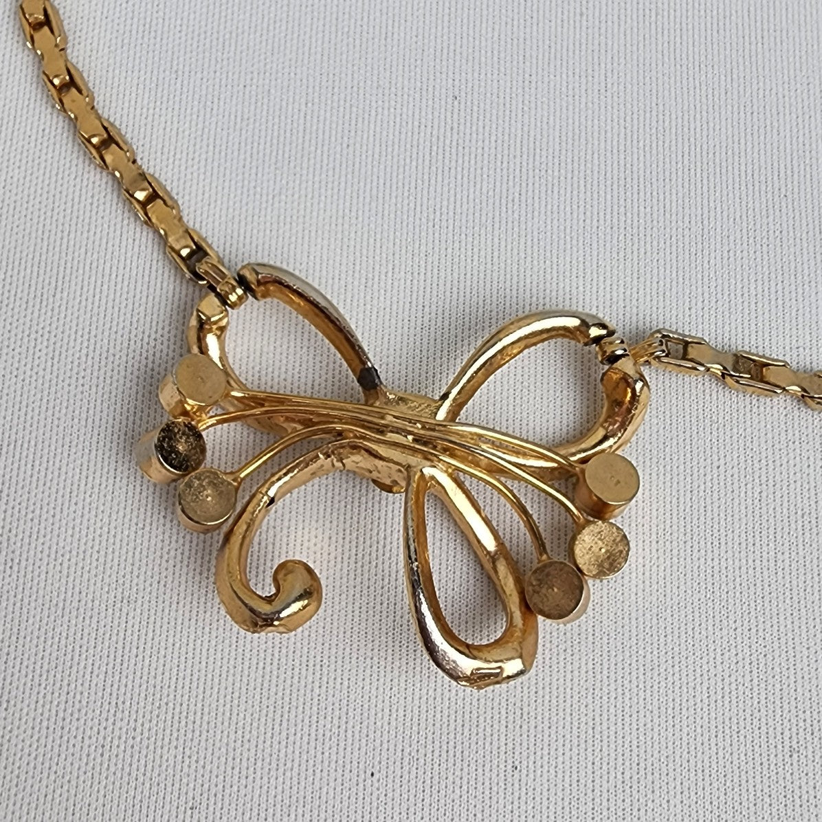 Vintage 12k Gold Fill Crystal Bow Collar Necklace