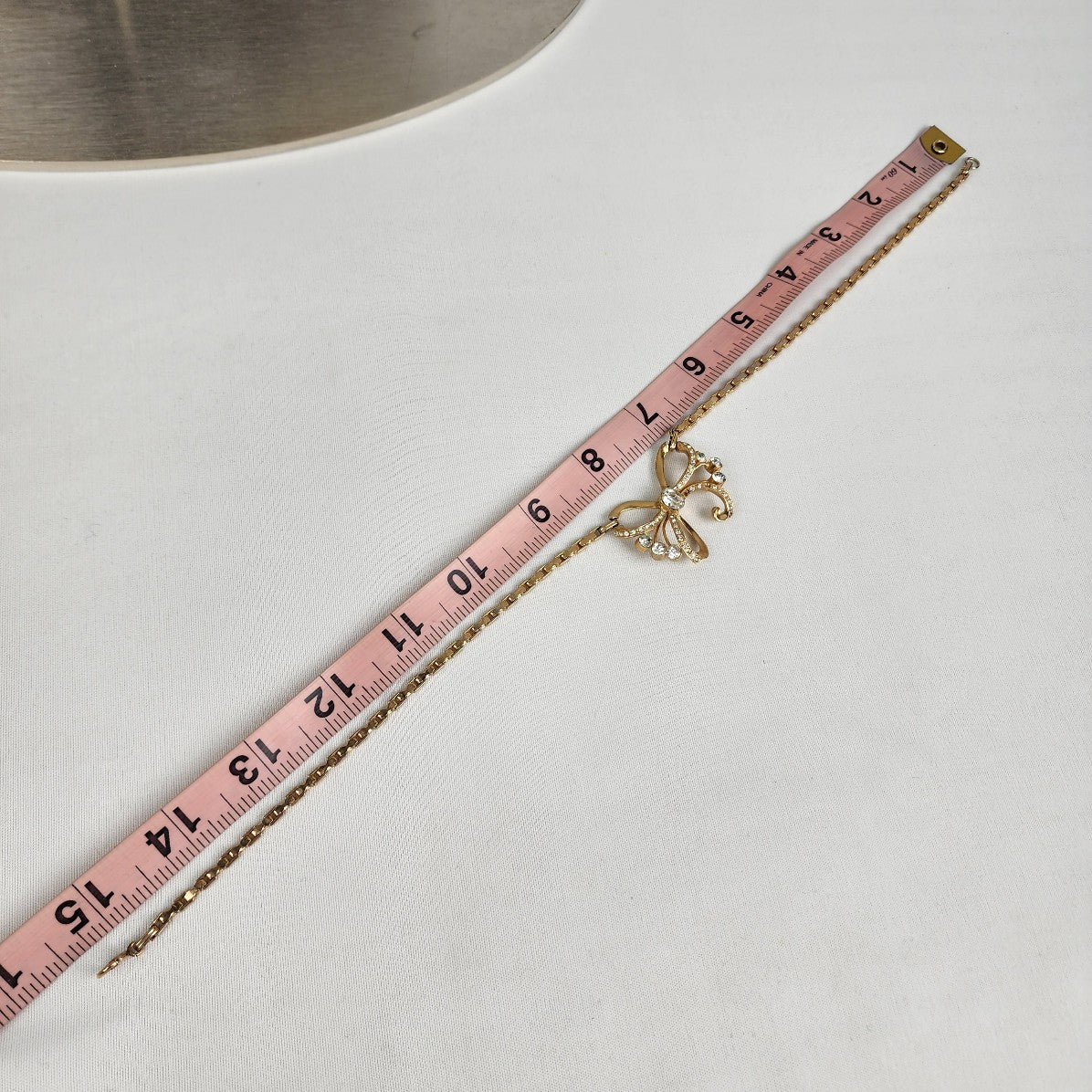 Vintage 12k Gold Fill Crystal Bow Collar Necklace