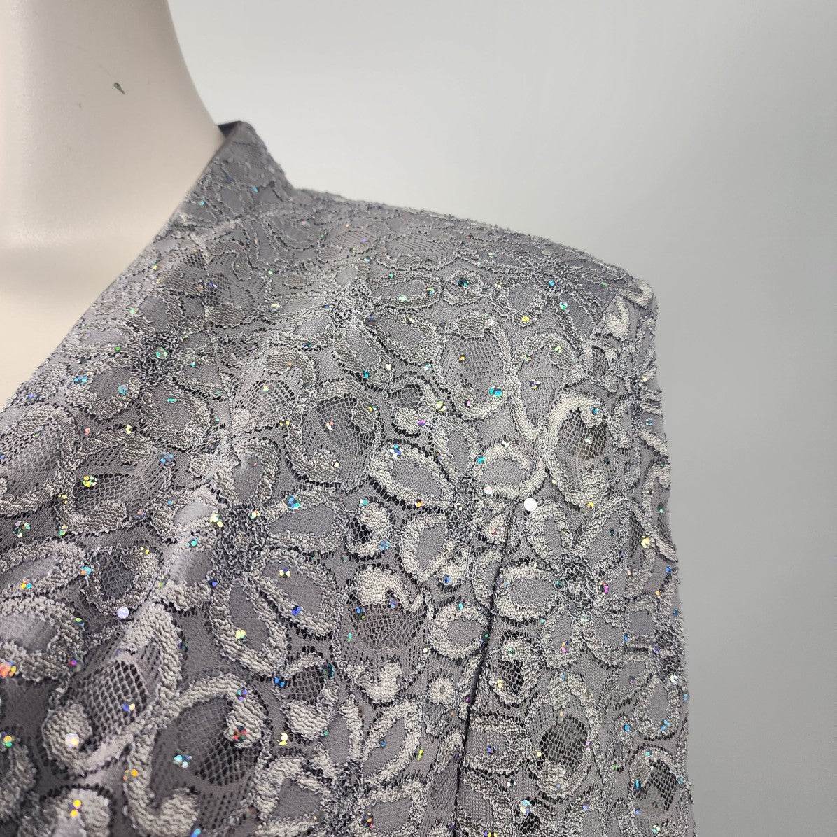 Laura Plus Grey Sequined Ruffle Tiered Dress & Jacket Size 18W
