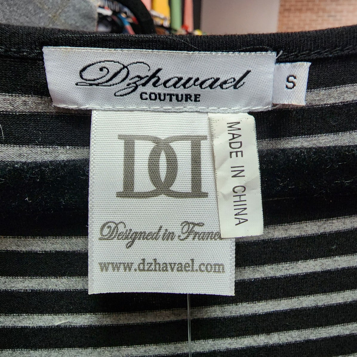 Dzhavael Couture Black Cotton Striped Dress Size S