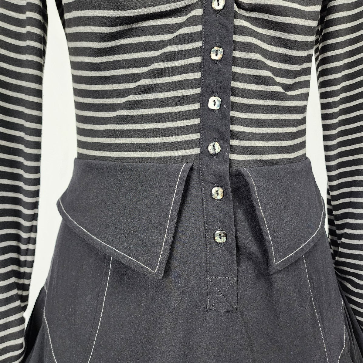Dzhavael Couture Black Cotton Striped Dress Size S
