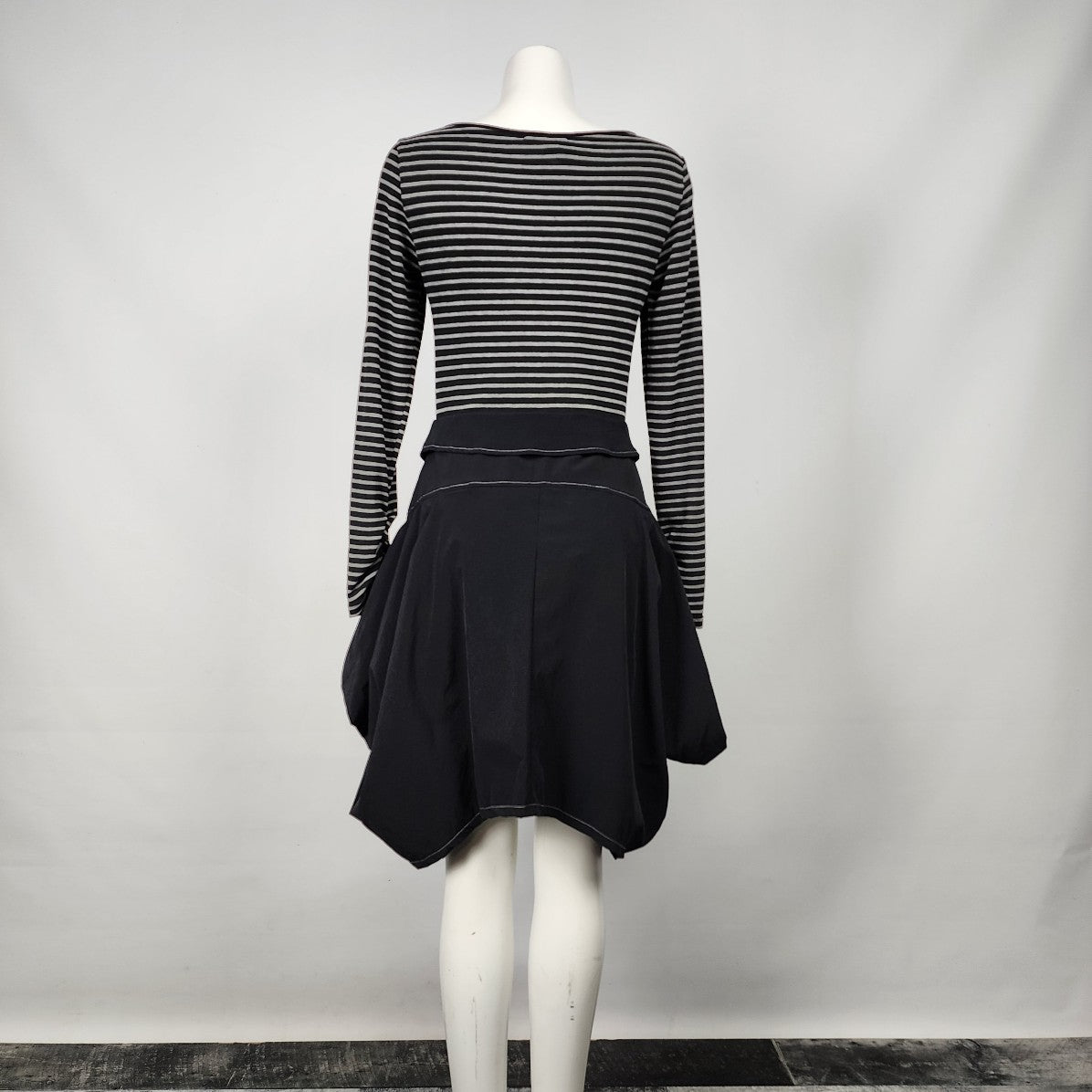 Dzhavael Couture Black Cotton Striped Dress Size S
