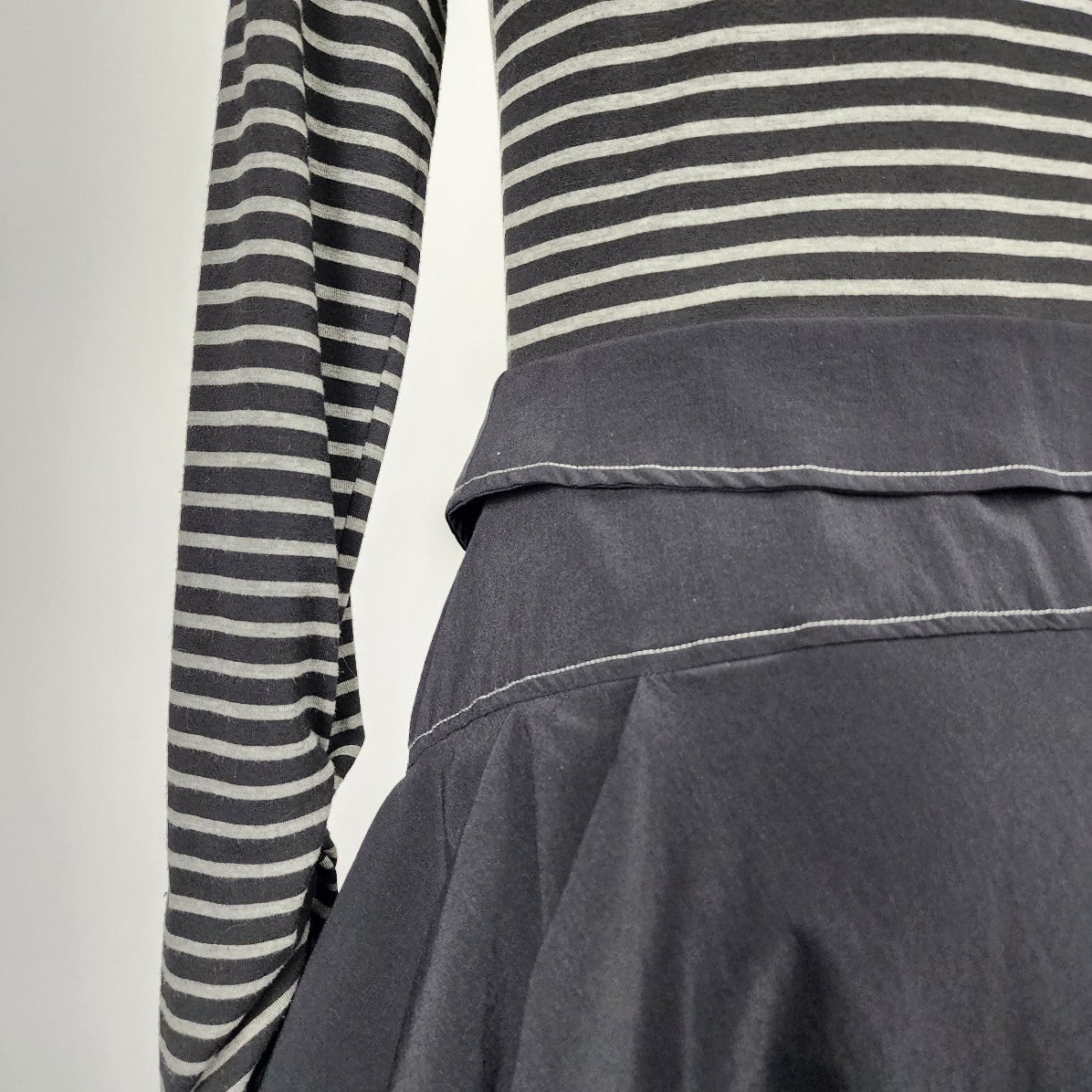 Dzhavael Couture Black Cotton Striped Dress Size S