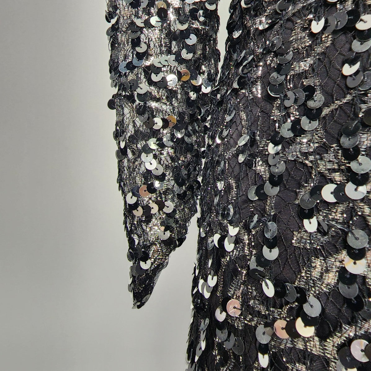 Vintage Black & Silver Metallic Sequined Long Gown Size S Worn At Billy Martin's Wedding 1988