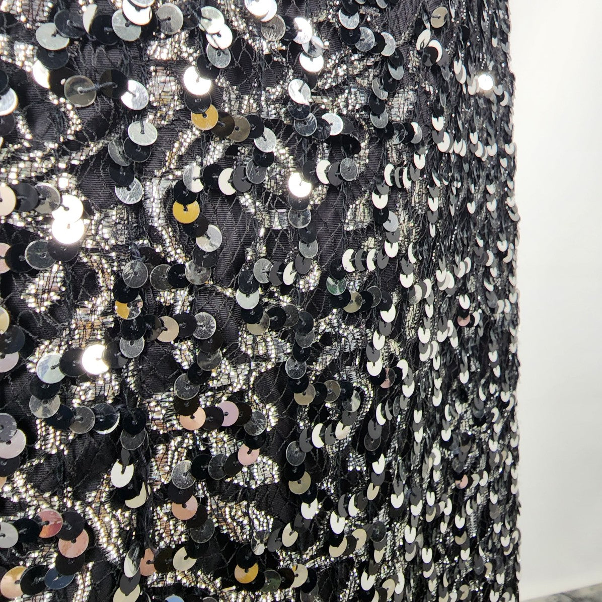 Vintage Black & Silver Metallic Sequined Long Gown Size S Worn At Billy Martin's Wedding 1988