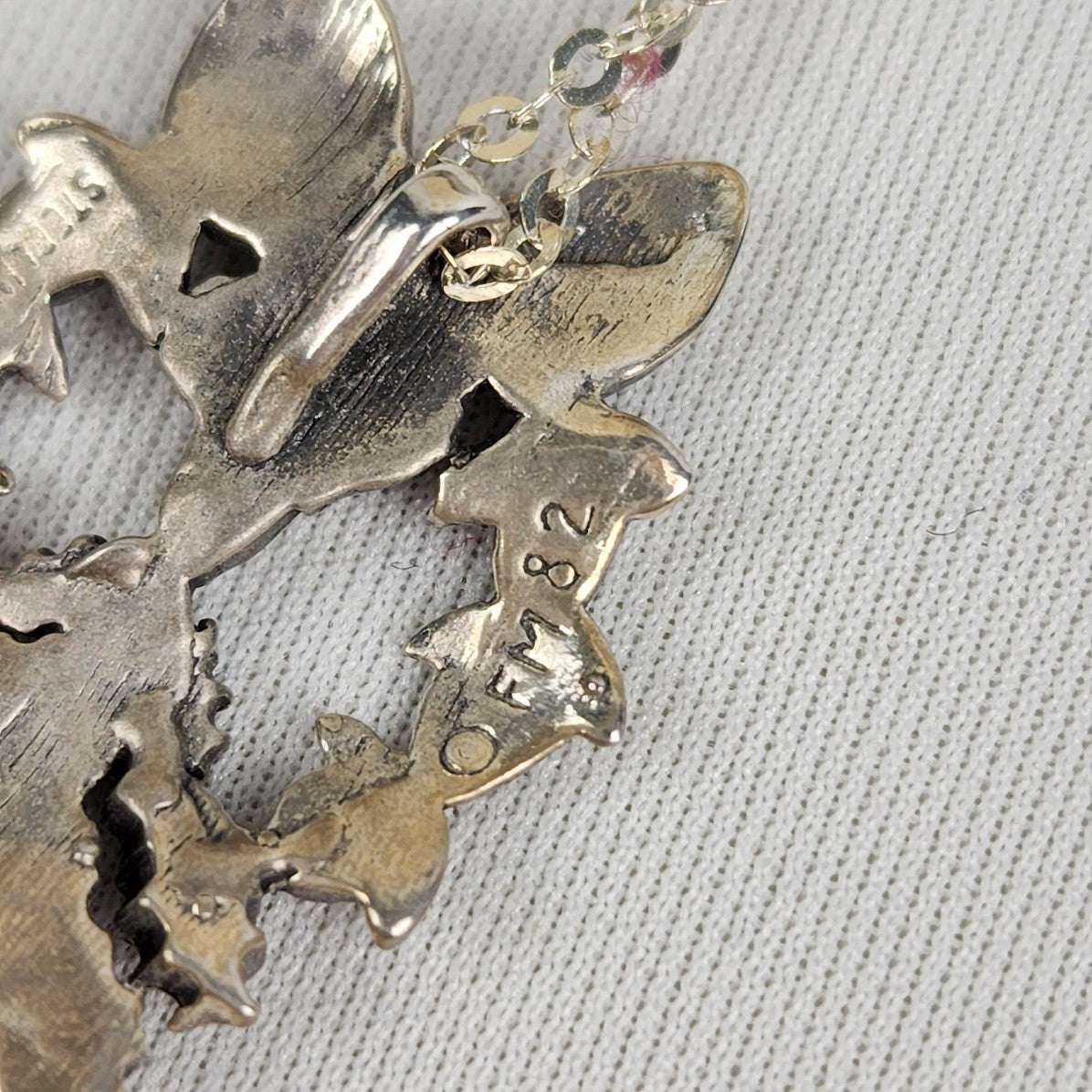 Vintage Franklin Mint 1982 925 Sterling Silver Love Mistle Toe Pendant Necklace