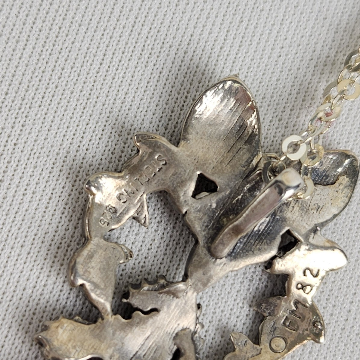 Vintage Franklin Mint 1982 925 Sterling Silver Love Mistle Toe Pendant Necklace