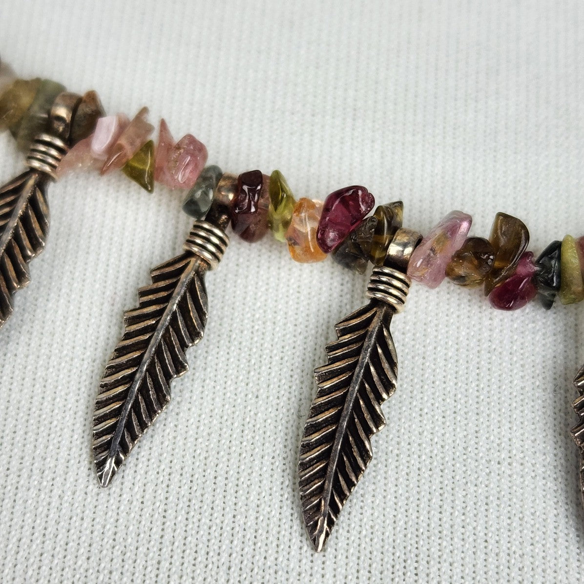 Natural Chip Stone 925 Sterling Silver Beaded Necklace