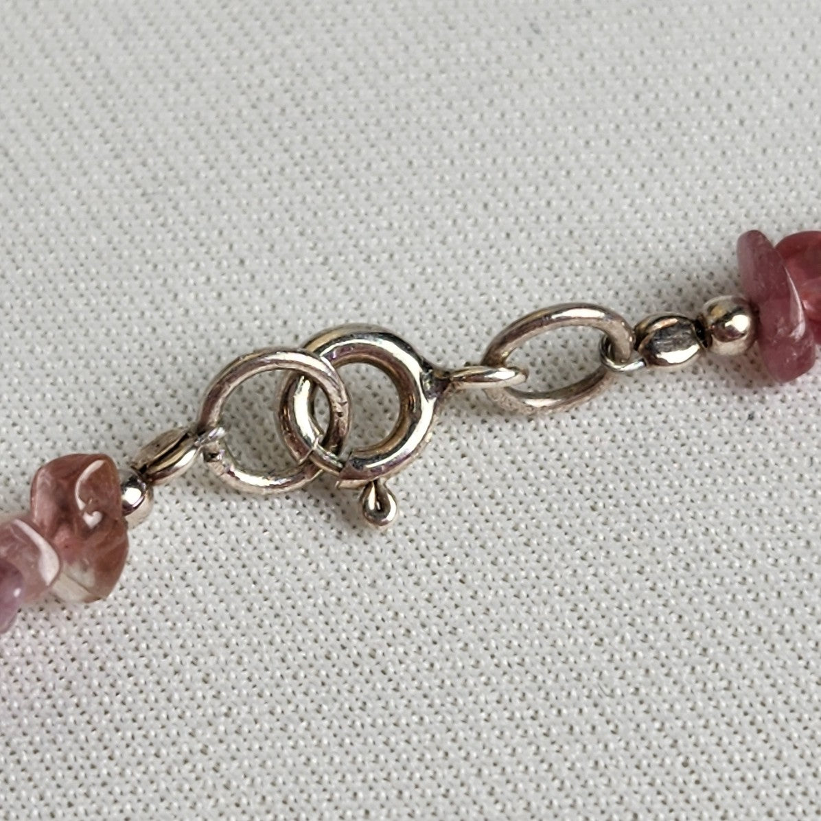 Natural Chip Stone 925 Sterling Silver Beaded Necklace