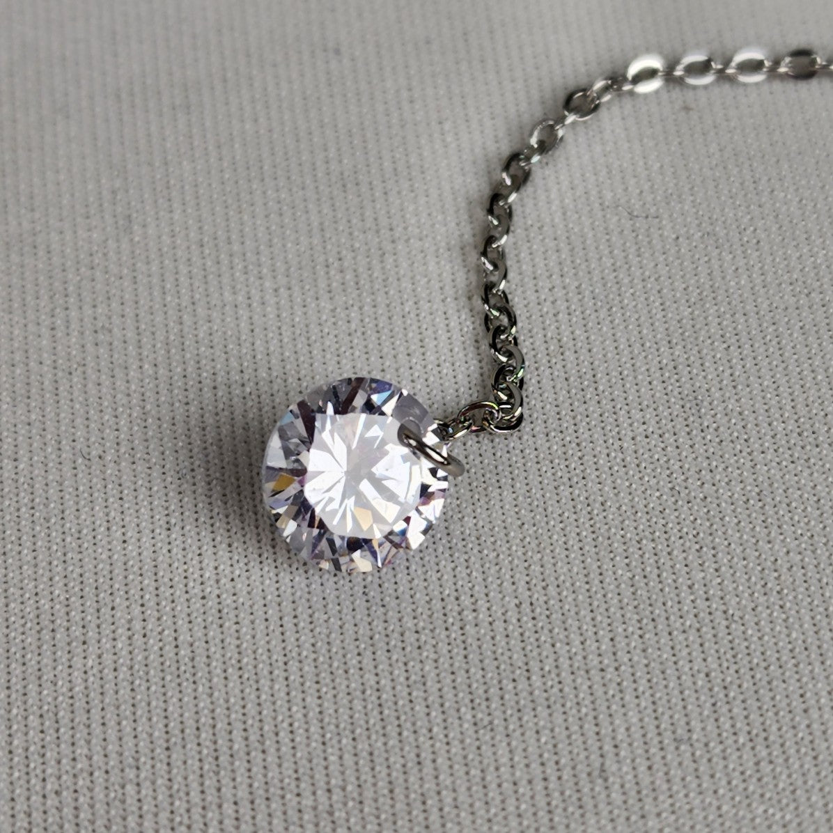 Steel X Stainless Steel Crystal Pendant Layered Delicate Chain Necklace