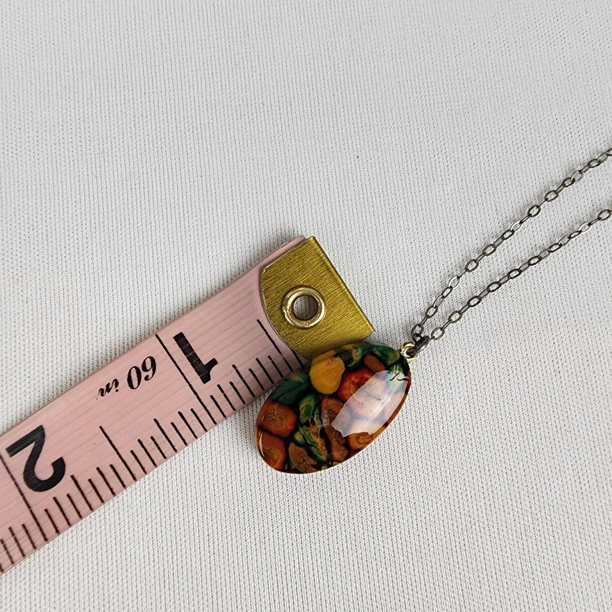Vintage 925 Sterling Silver Scottish Heathergems Wood Pendant Necklace