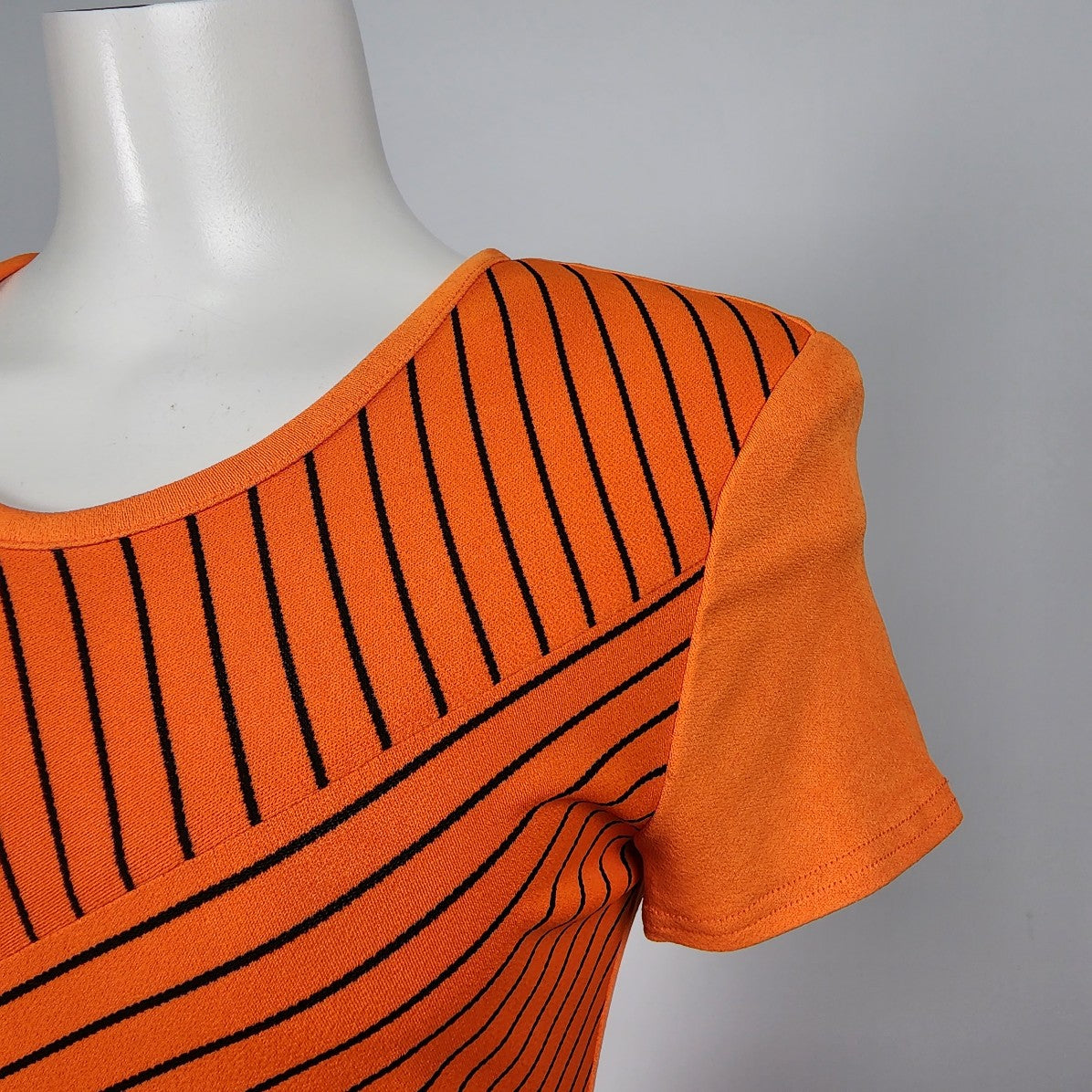 Vintage Orange Striped Midi Dress Size S