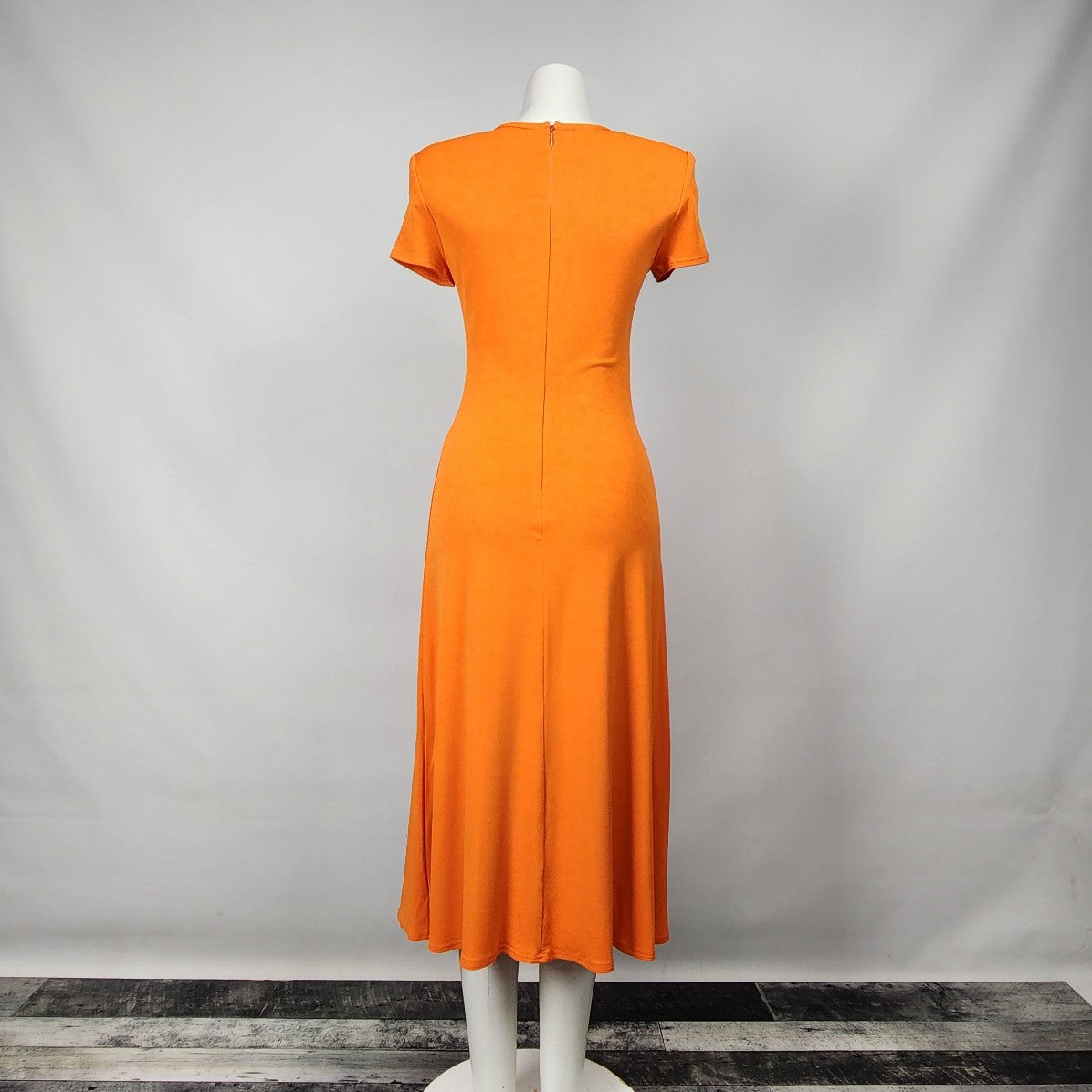 Vintage Orange Striped Midi Dress Size S