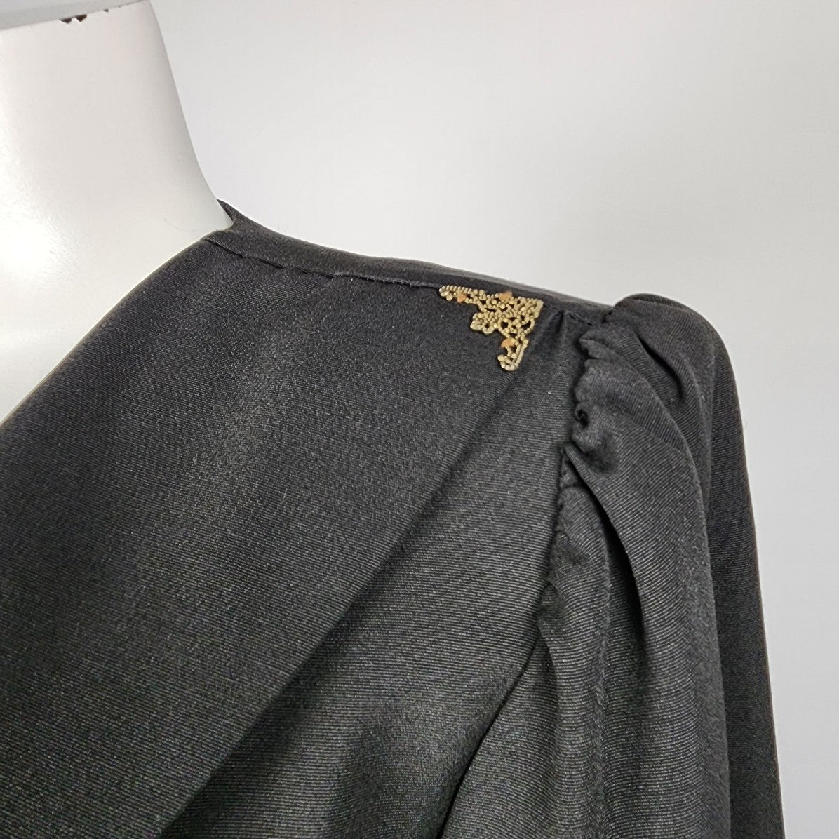 Jessica Black & Gold Button Trench Dress Size M/L