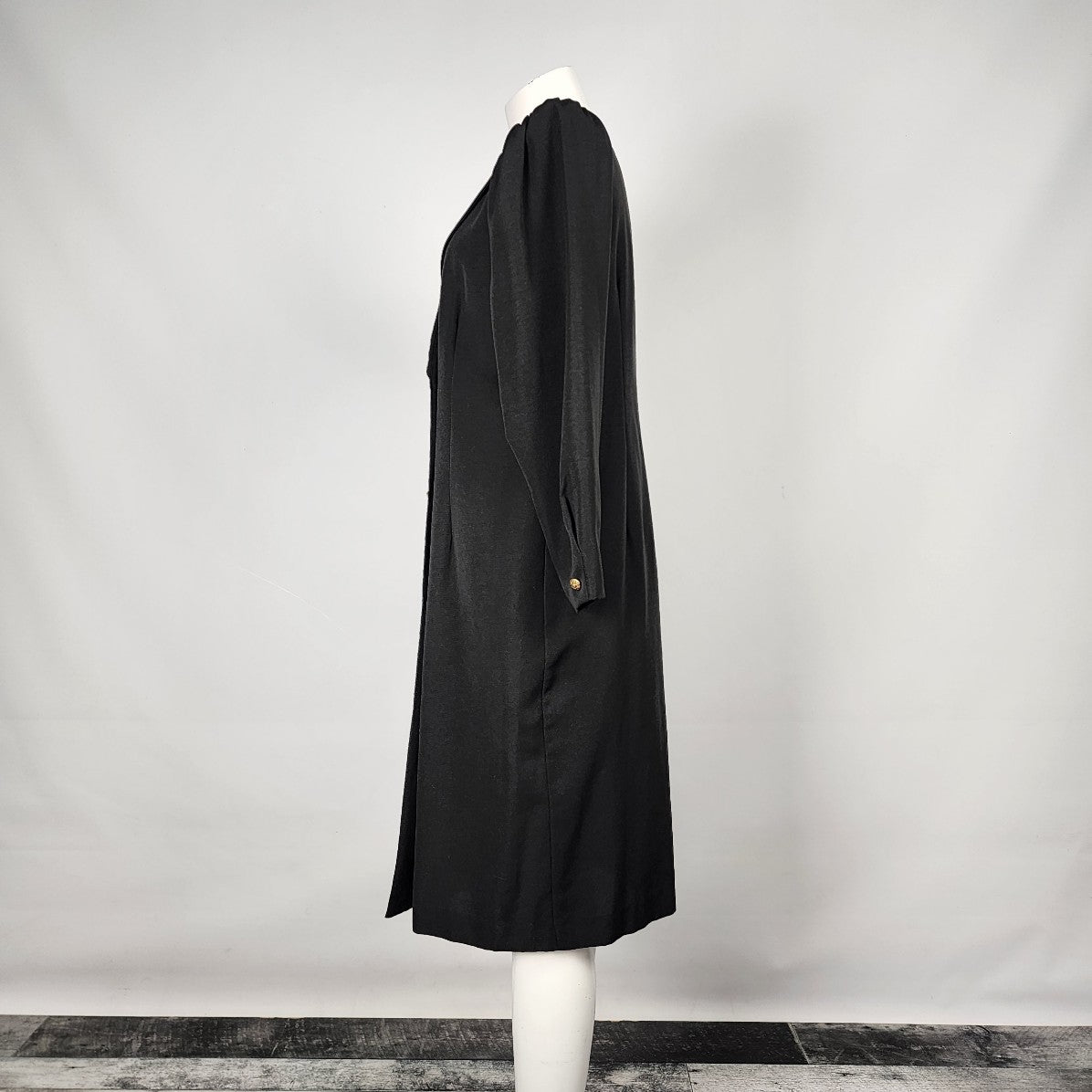 Jessica Black & Gold Button Trench Dress Size M/L