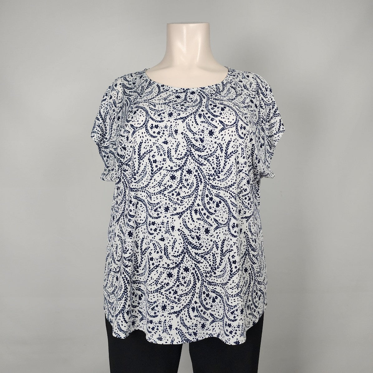 Laura Blue Floral Print Top Size 3X