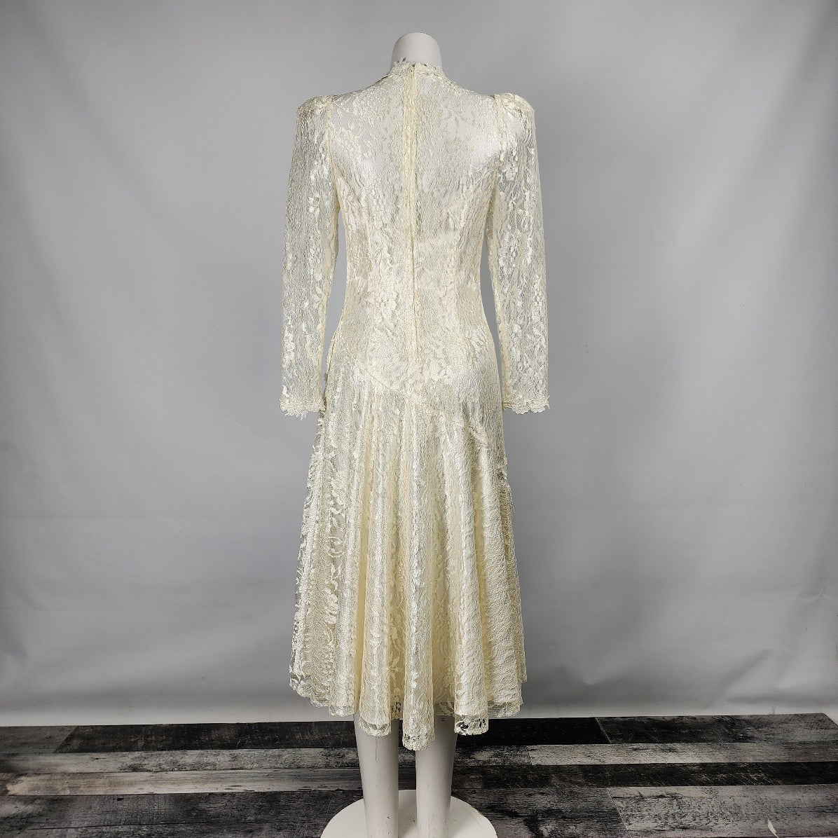 Vintage White Lace Midi Length Western Dress Size S