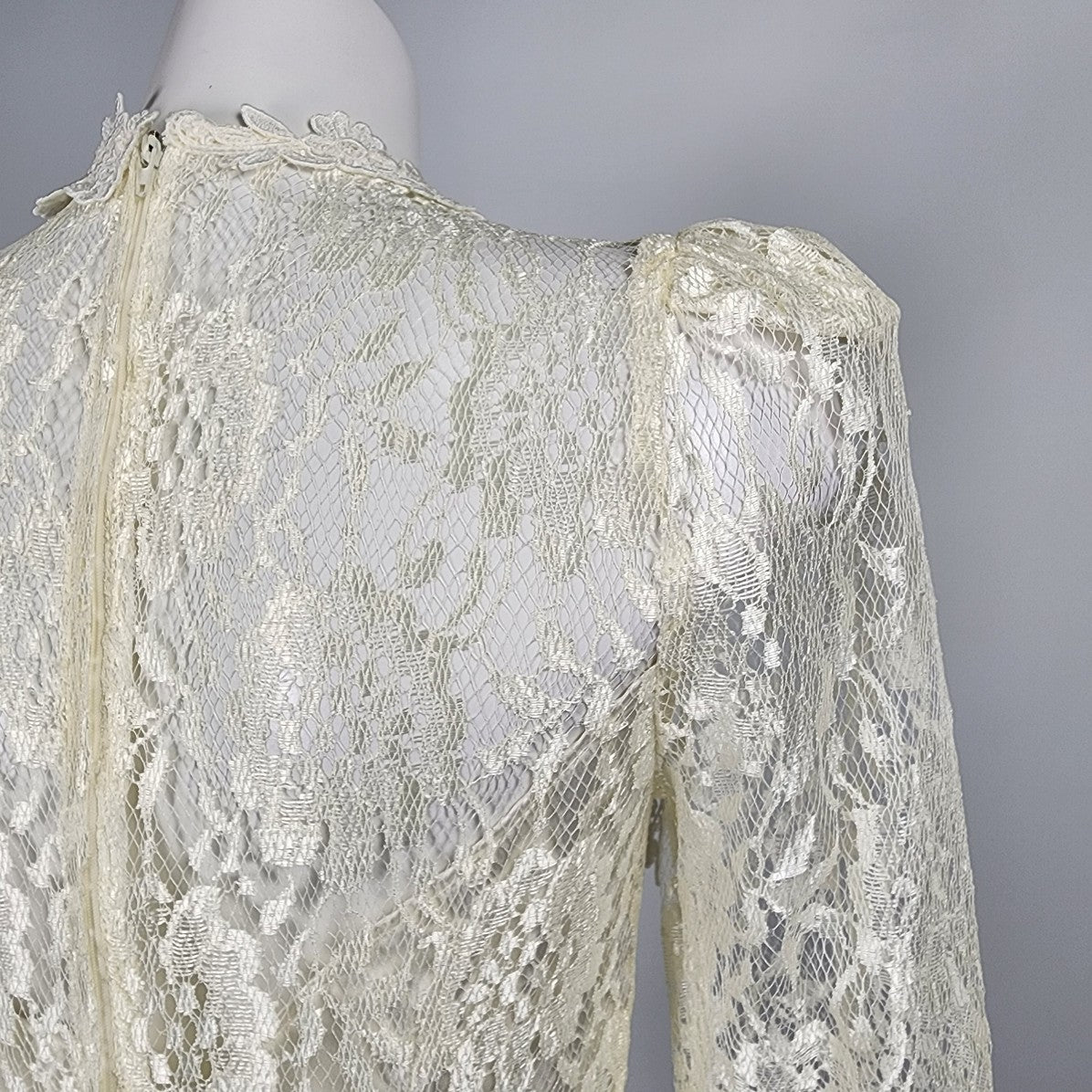 Vintage White Lace Midi Length Western Dress Size S