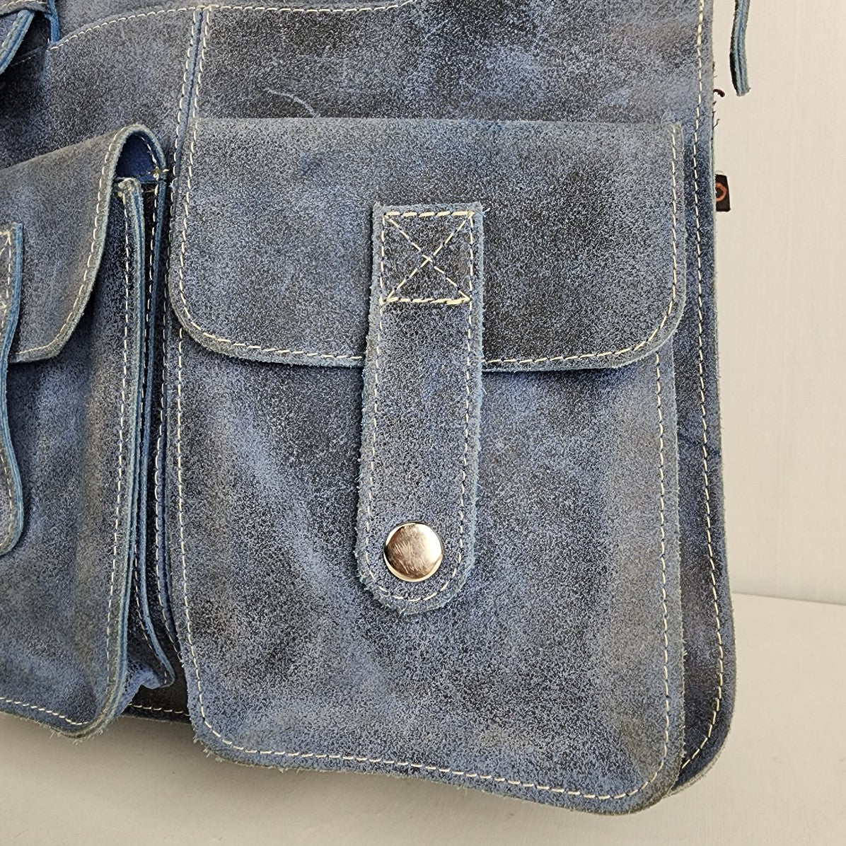 Yo Reinare Blue Suede Tote Leather Purse