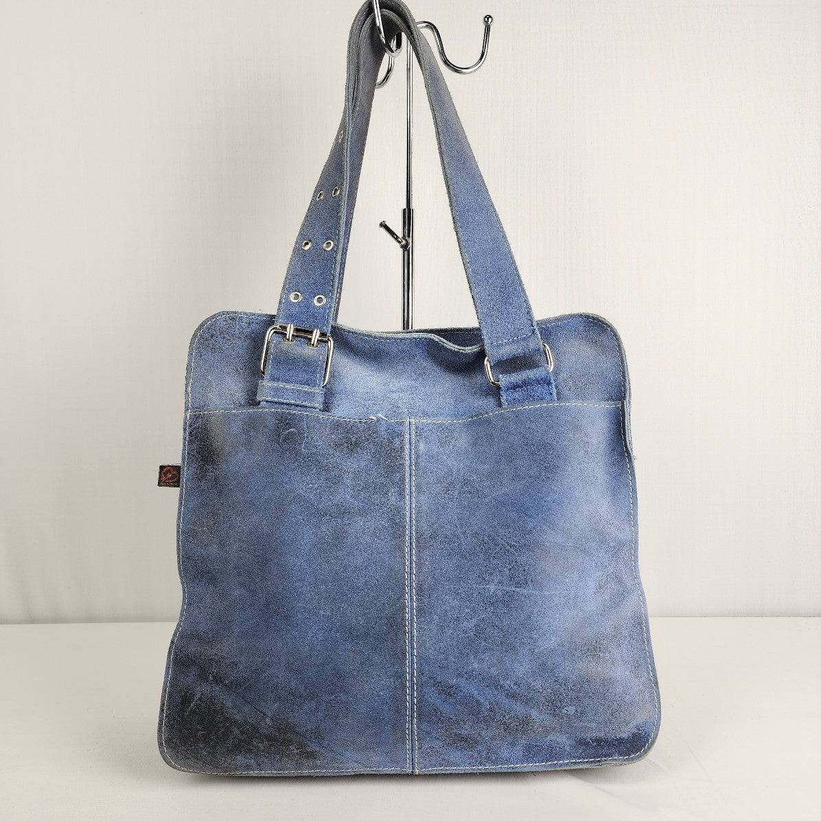 Yo Reinare Blue Suede Tote Leather Purse