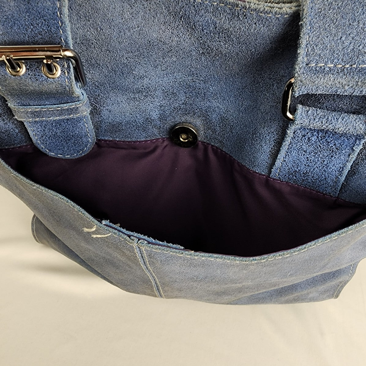 Yo Reinare Blue Suede Tote Leather Purse