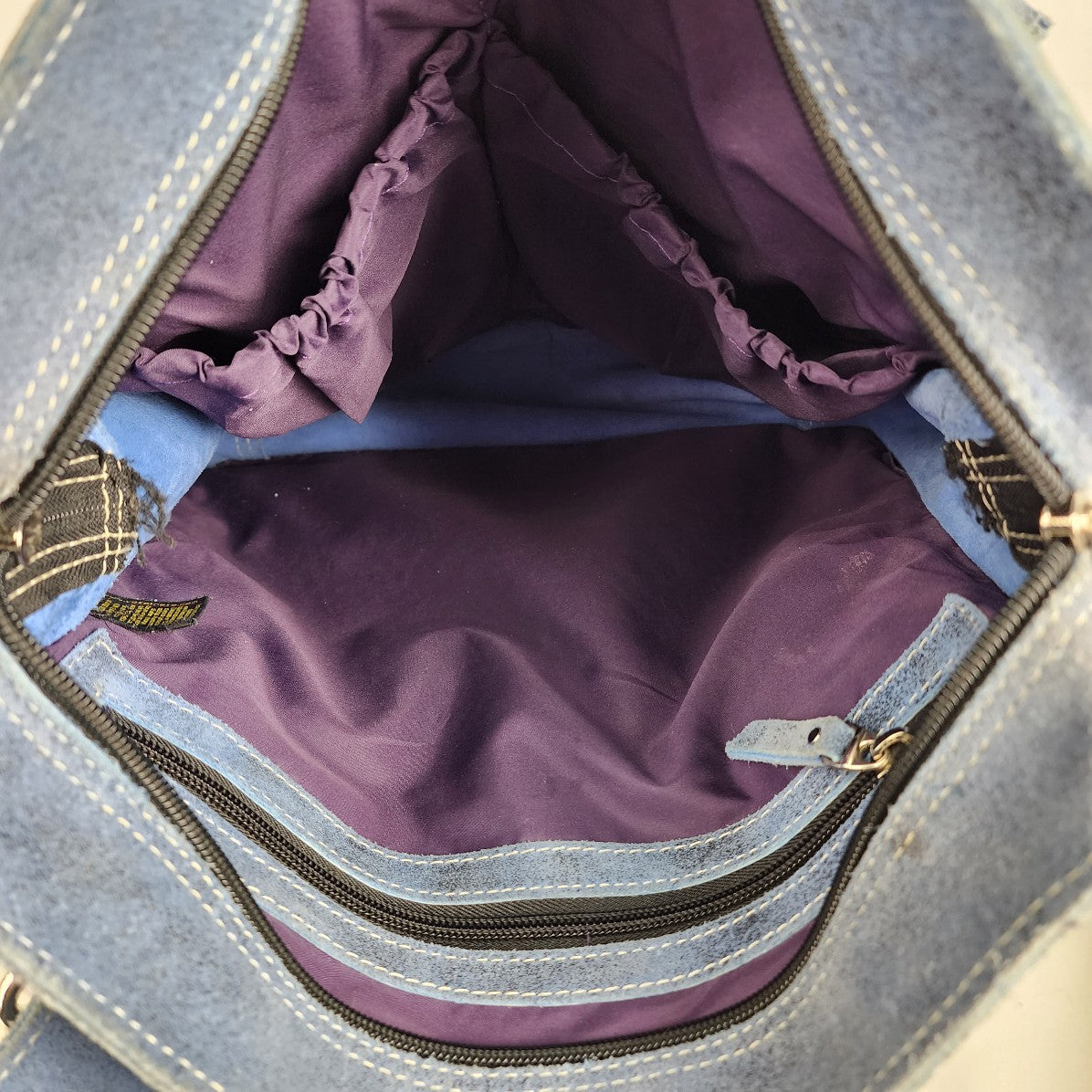 Yo Reinare Blue Suede Tote Leather Purse