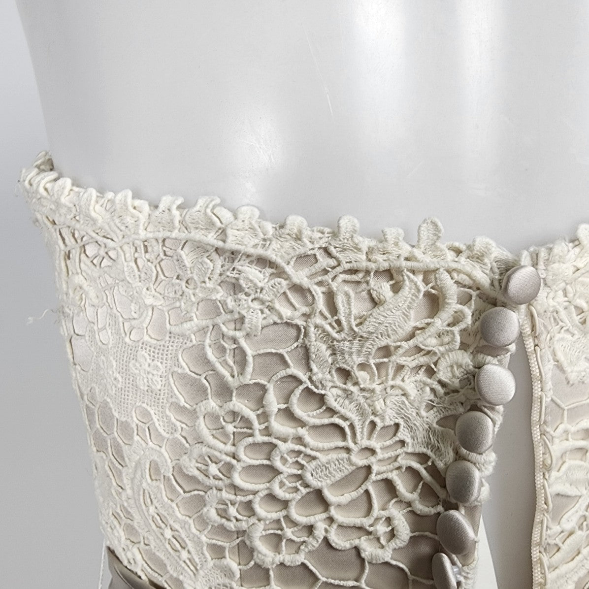 Justin Alexander Vintage Inspired Crochet Wedding Gown Dress Size 4