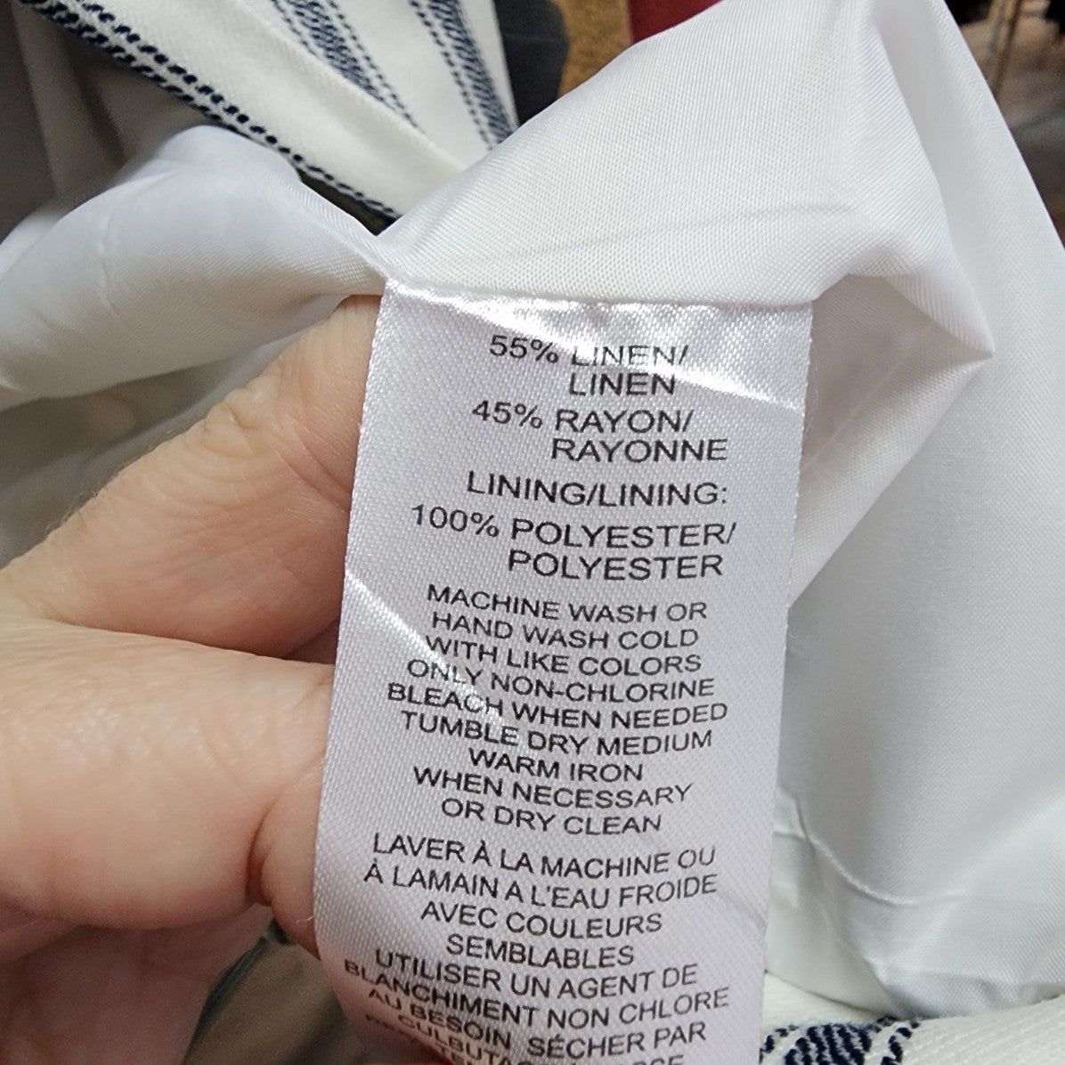 Emma & Olivia White Stripped Linen Blazer Size M