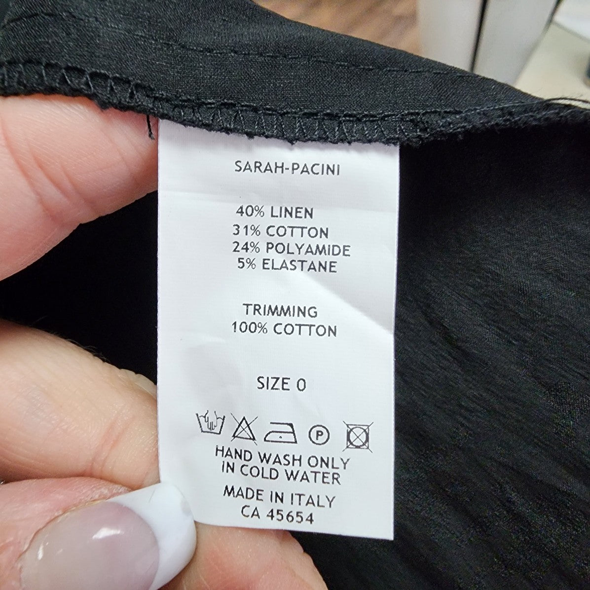 Sarah Pacini Made In Italy Black Linen Cotton Pencil Long Skirt Size 0