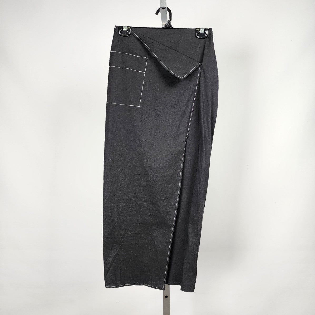 Sarah Pacini Made In Italy Black Linen Cotton Pencil Long Skirt Size 0