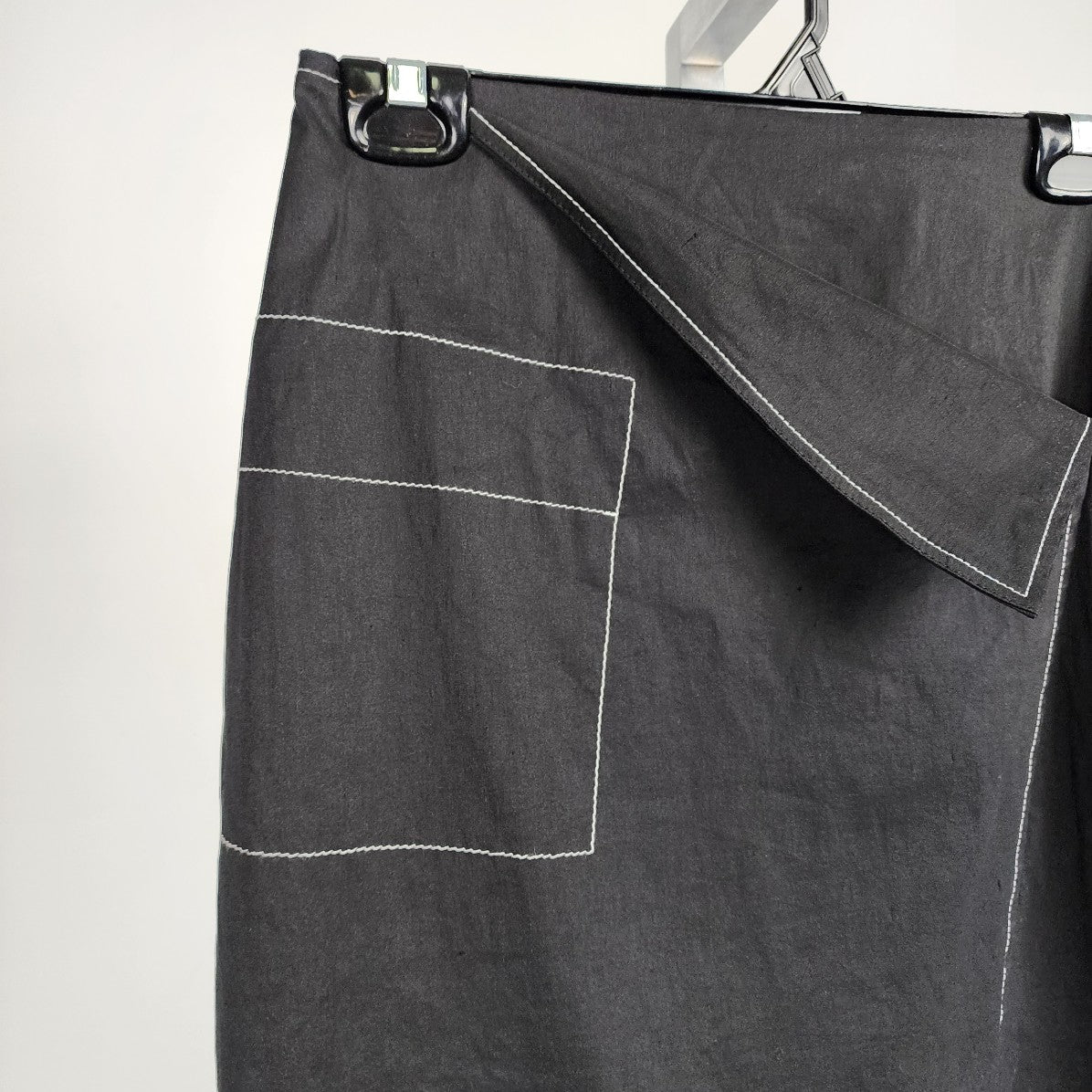 Sarah Pacini Made In Italy Black Linen Cotton Pencil Long Skirt Size 0