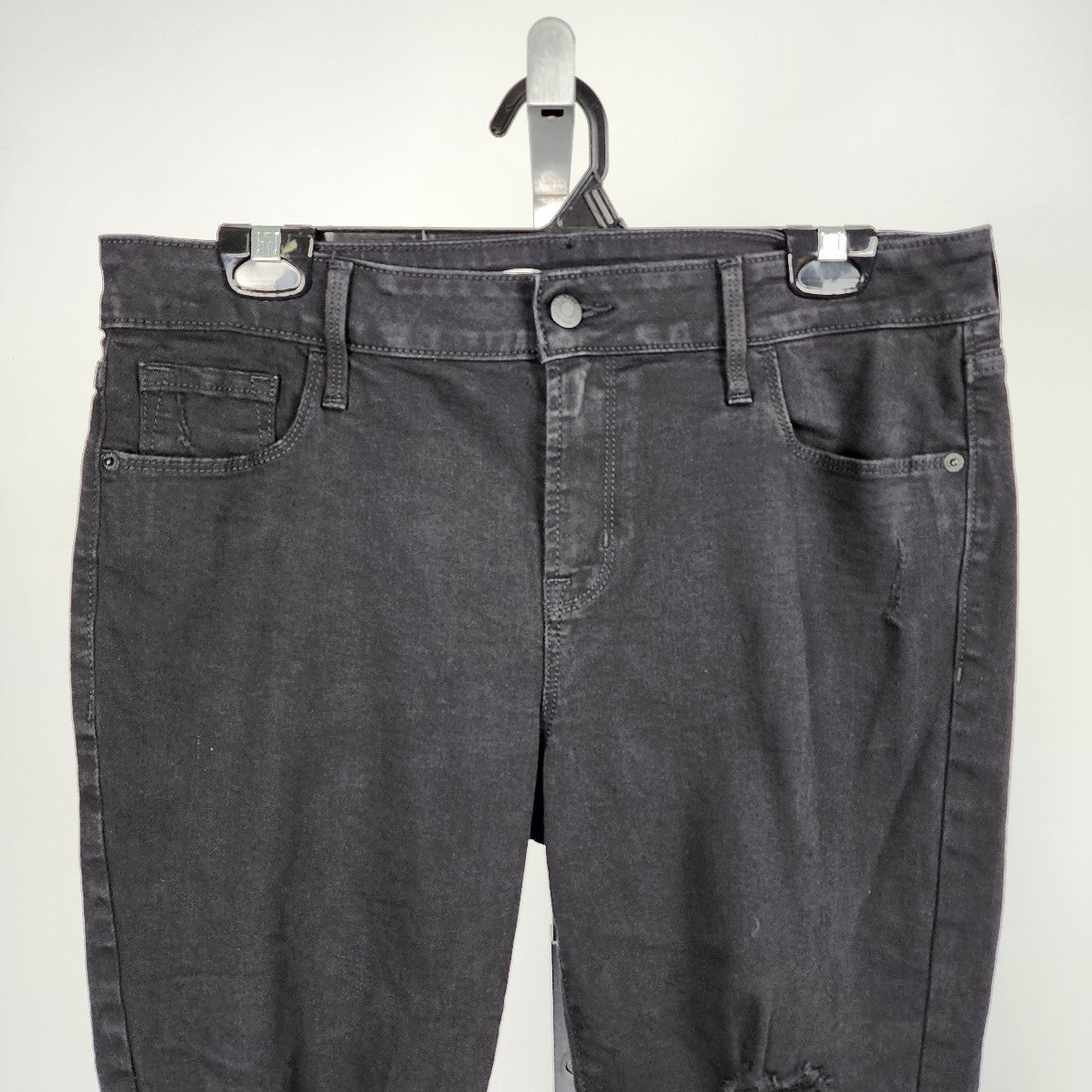 Old Navy Rockstar Super Skinny Ankle Black Distressed Jeans Size 14