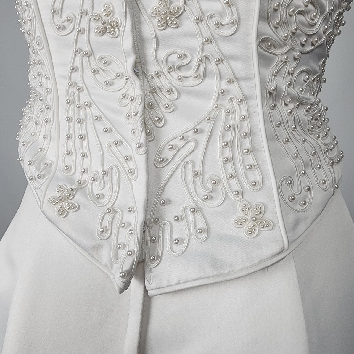 Ginza Collection White Embroidered Bodice 2 Piece Wedding Gown Size XS