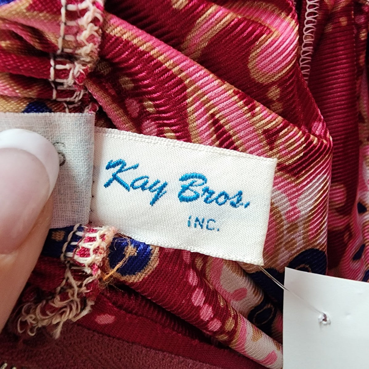 Vintage Kay Bros Red Floral Long Maxi Dress Size S
