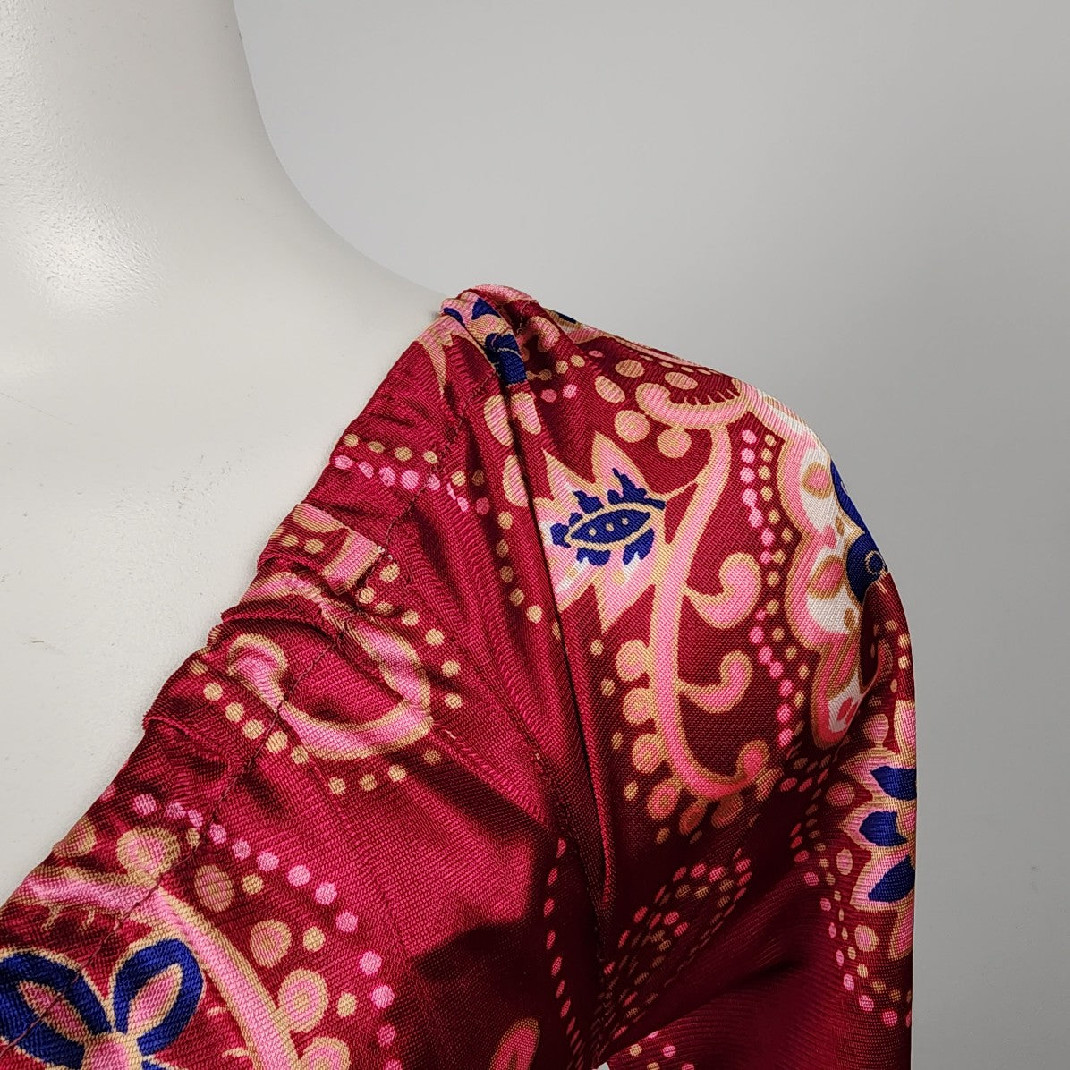 Vintage Kay Bros Red Floral Long Maxi Dress Size S