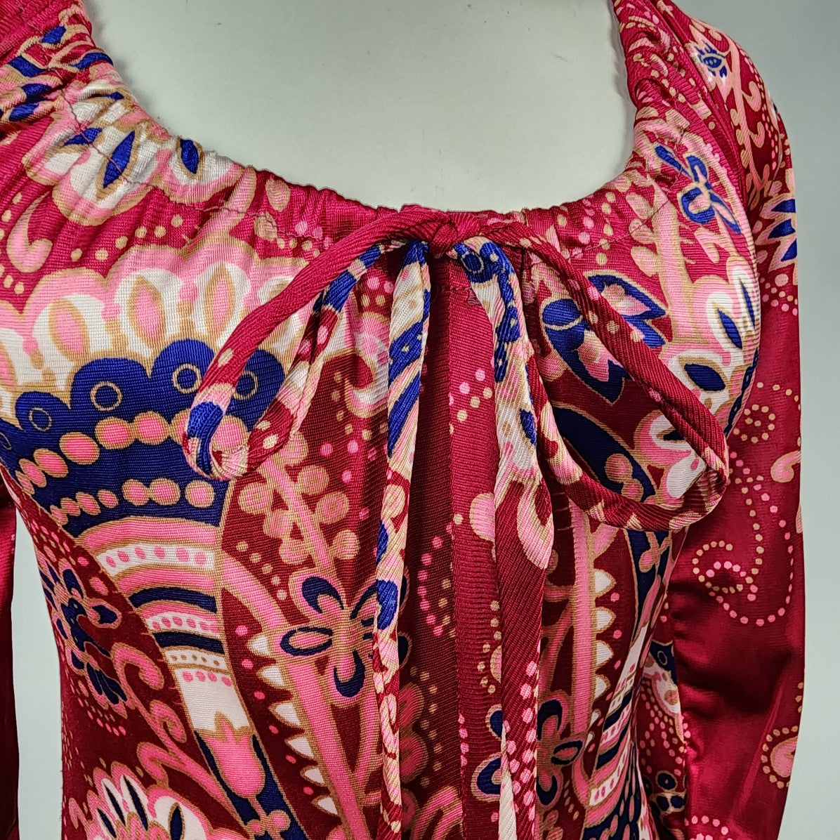 Vintage Kay Bros Red Floral Long Maxi Dress Size S