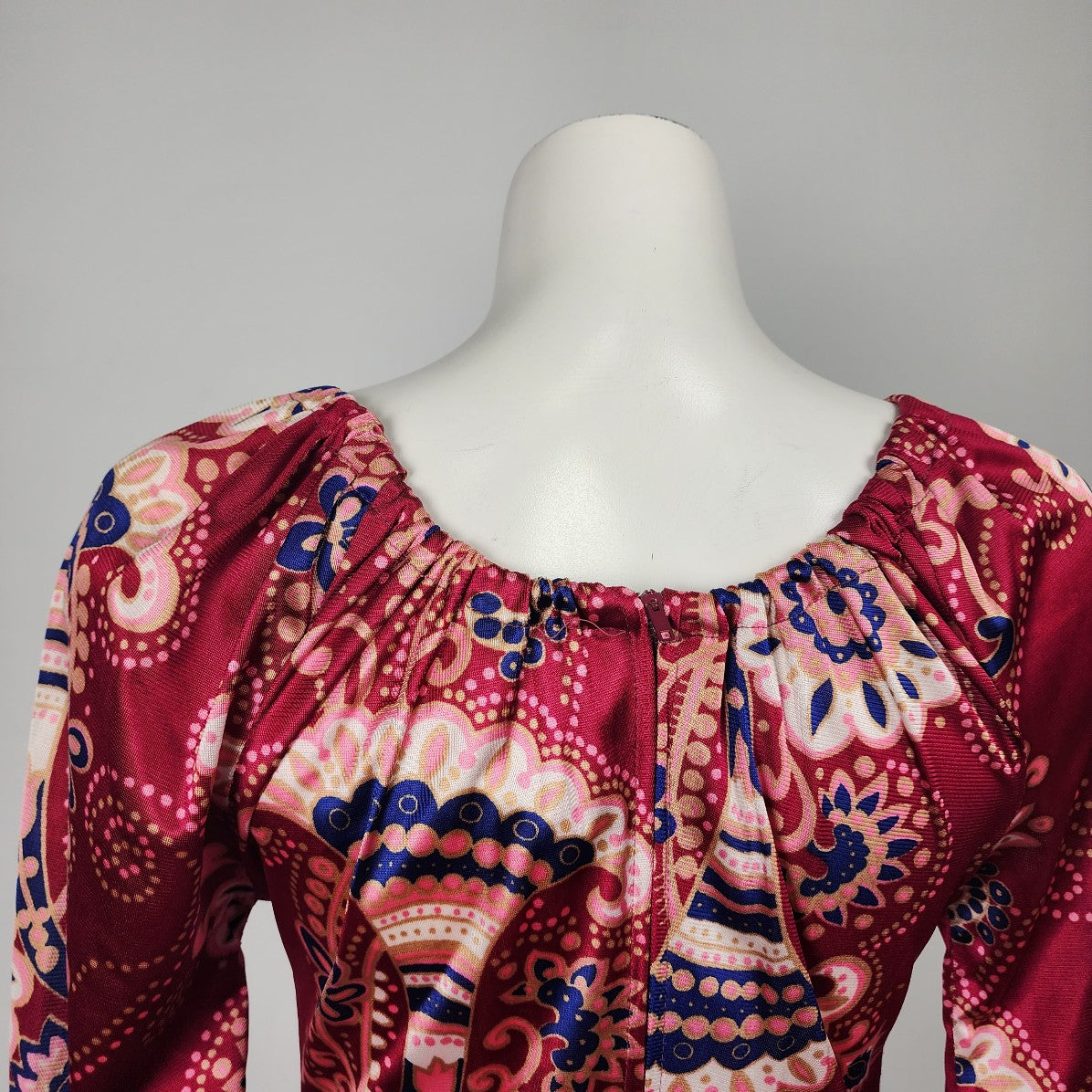 Vintage Kay Bros Red Floral Long Maxi Dress Size S