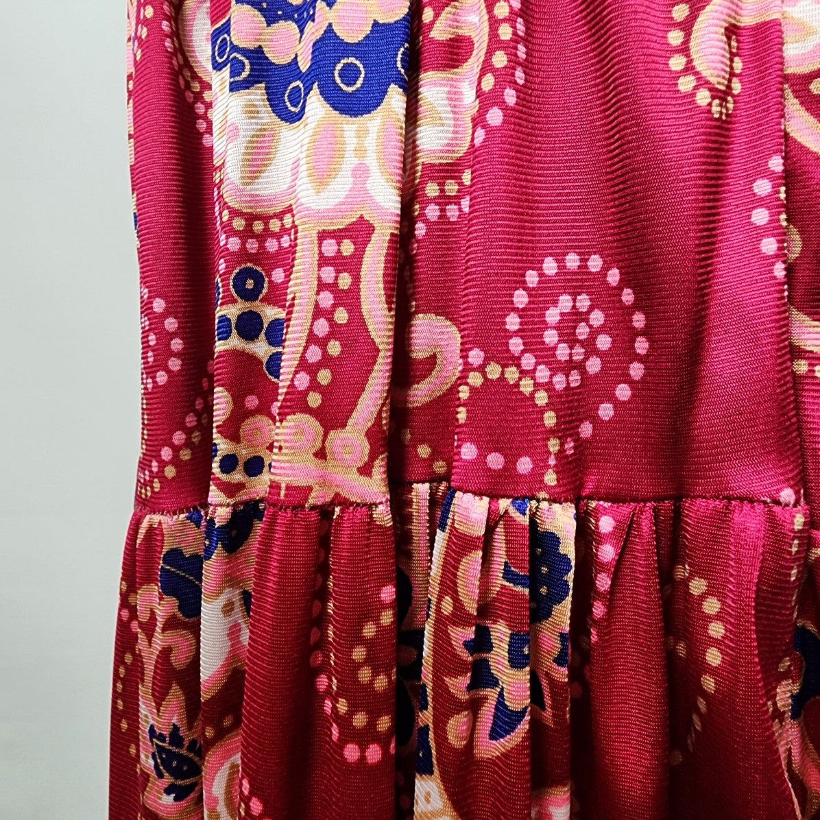 Vintage Kay Bros Red Floral Long Maxi Dress Size S