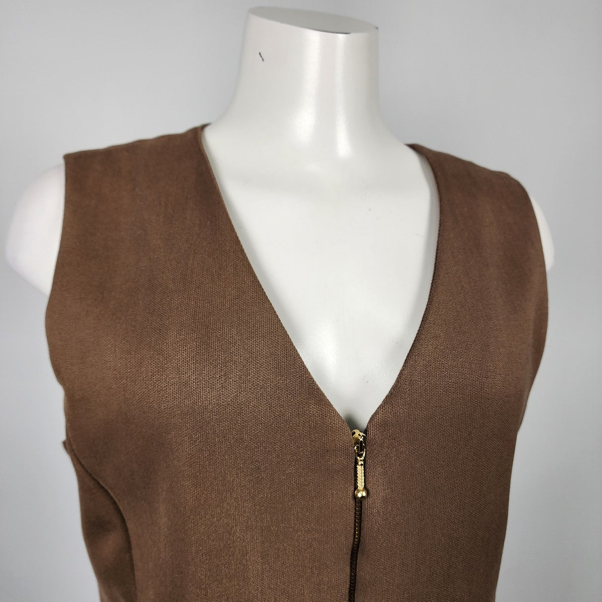 Vintage Adriano Ferro Brown Zip Front Vest Size M